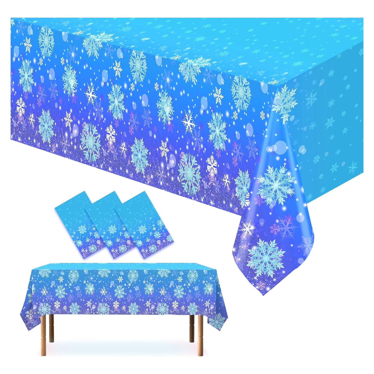 3 Manteles Congelados KJQJLY Copos de Nieve 137x274 cm
