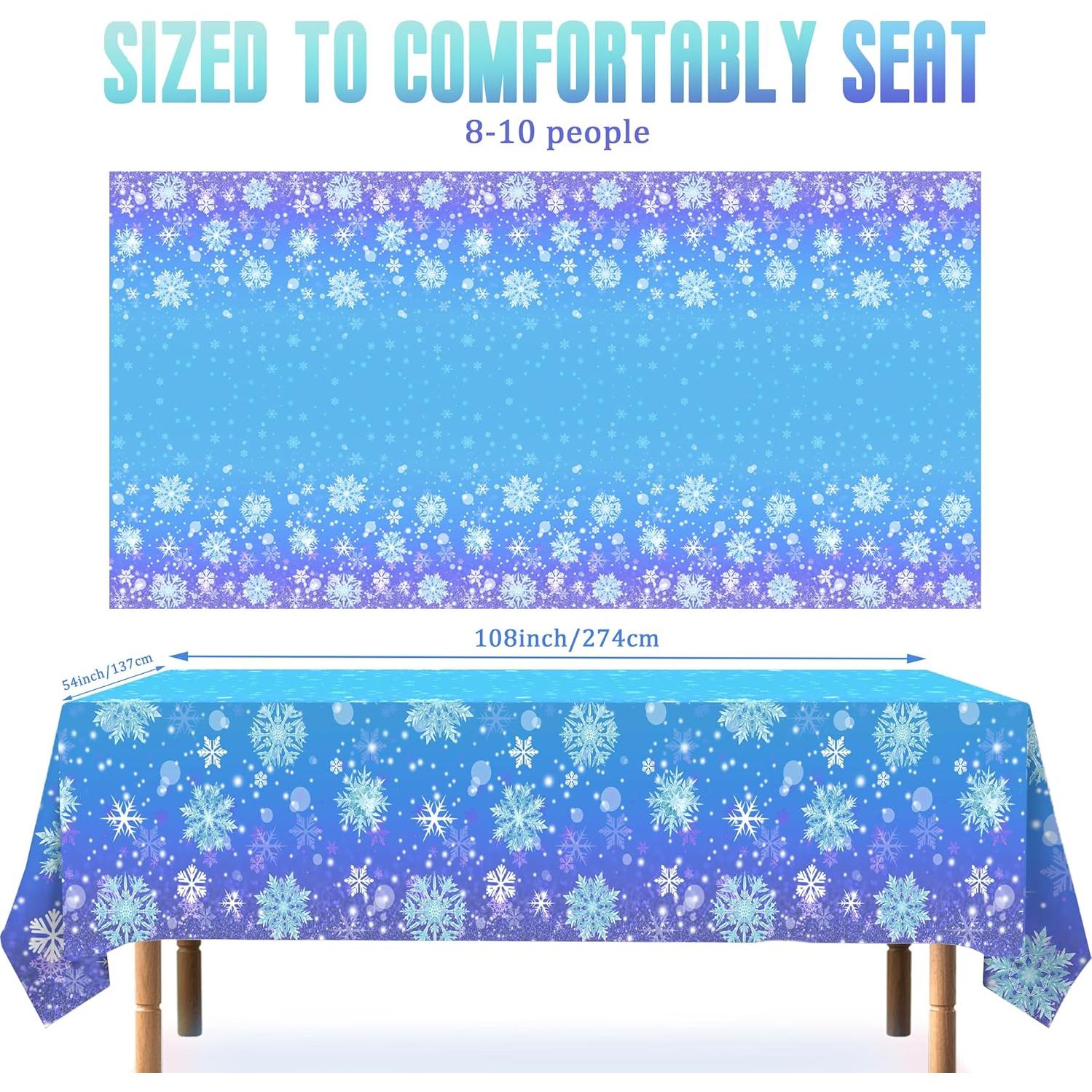 3 Manteles Congelados KJQJLY Copos de Nieve 137x274 cm