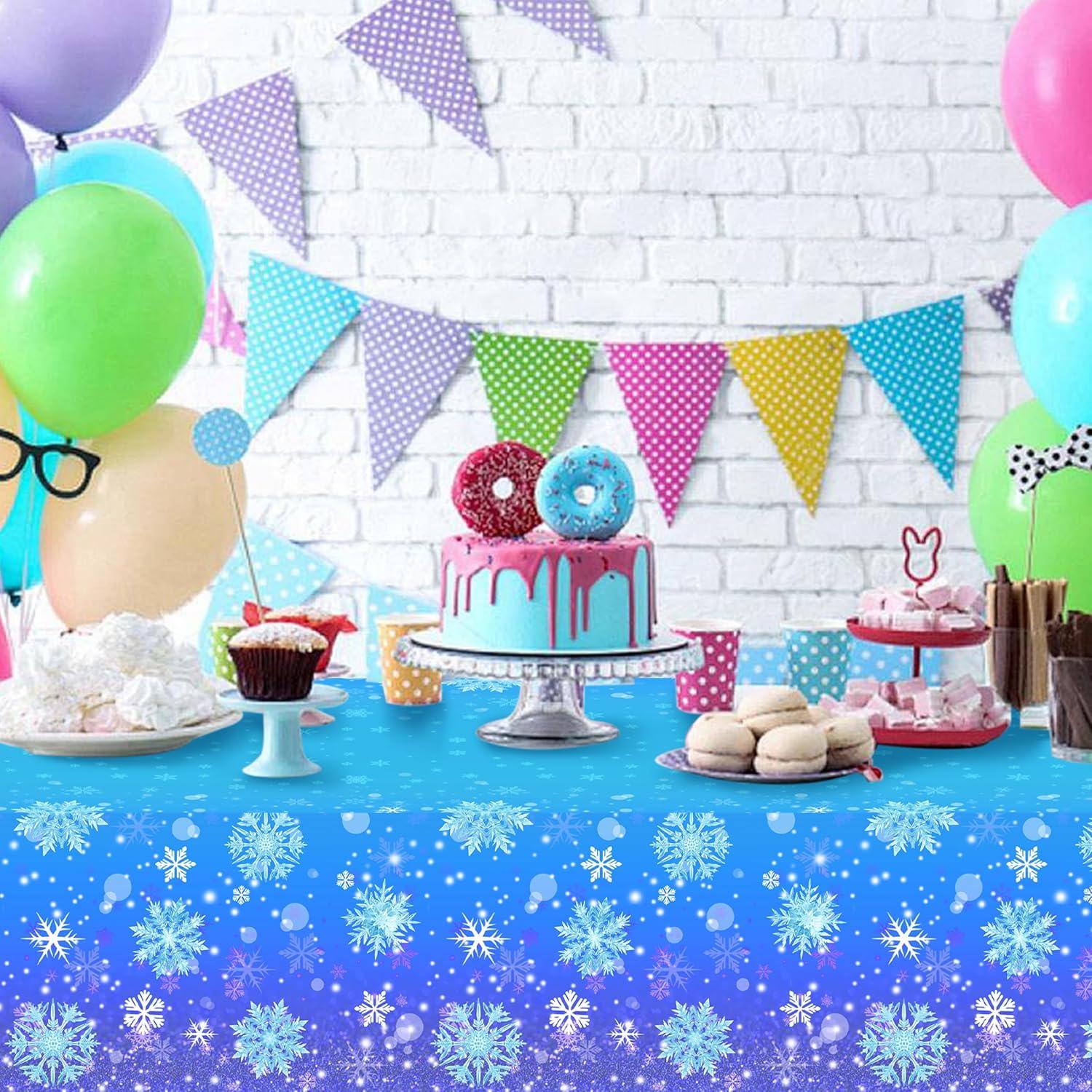 3 Manteles Congelados KJQJLY Copos de Nieve 137x274 cm