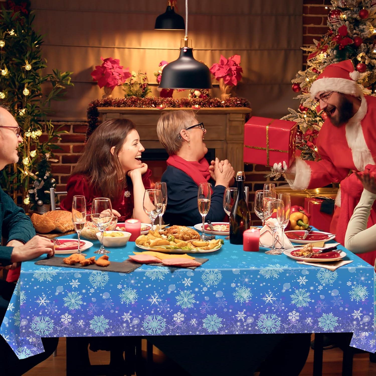 3 Manteles Congelados KJQJLY Copos de Nieve 137x274 cm