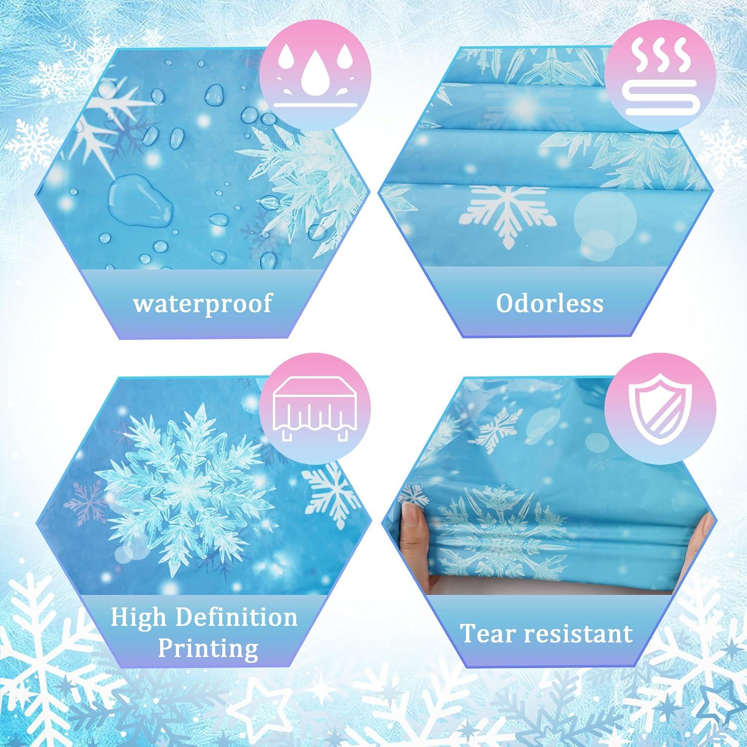 3 Manteles Congelados KJQJLY Copos de Nieve 137x274 cm