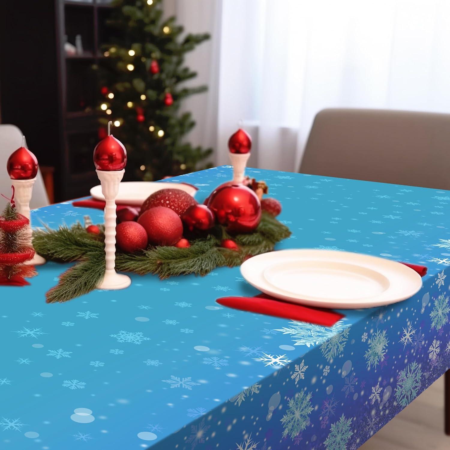 3 Manteles Congelados KJQJLY Copos de Nieve 137x274 cm