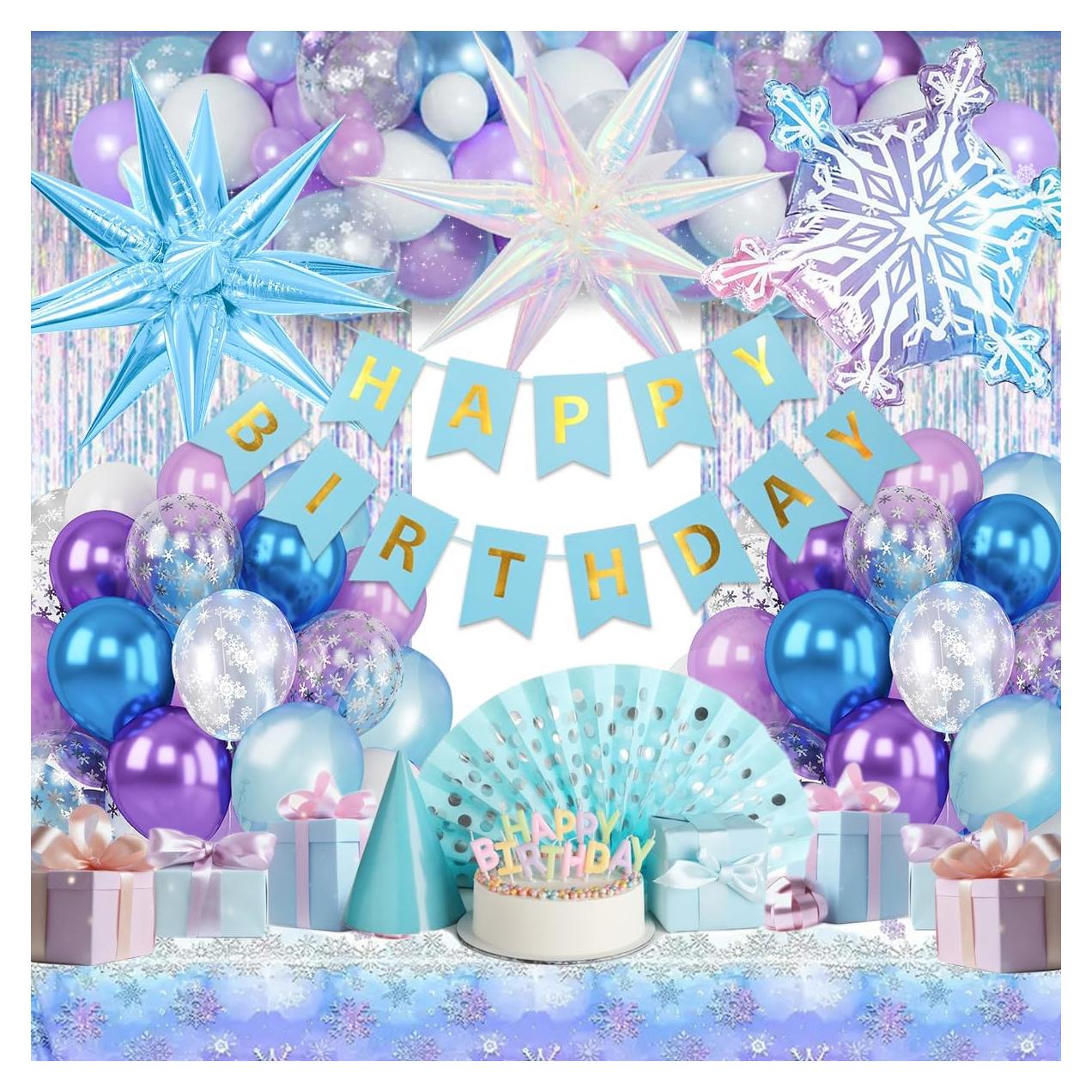 Decoraciones de Cumpleaños Niñas Kiyiusan, Tema Invierno 48 Piezas