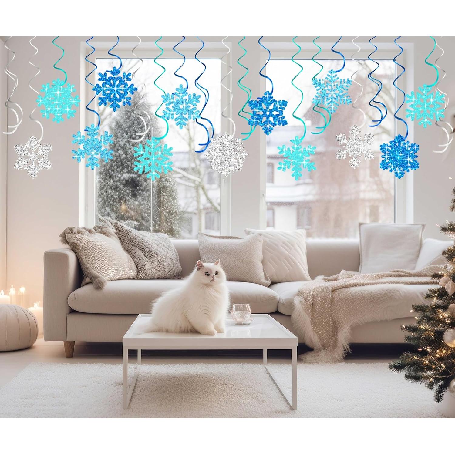 40 Decoraciones Colgantes Copos de Nieve Moon Boat 15cm