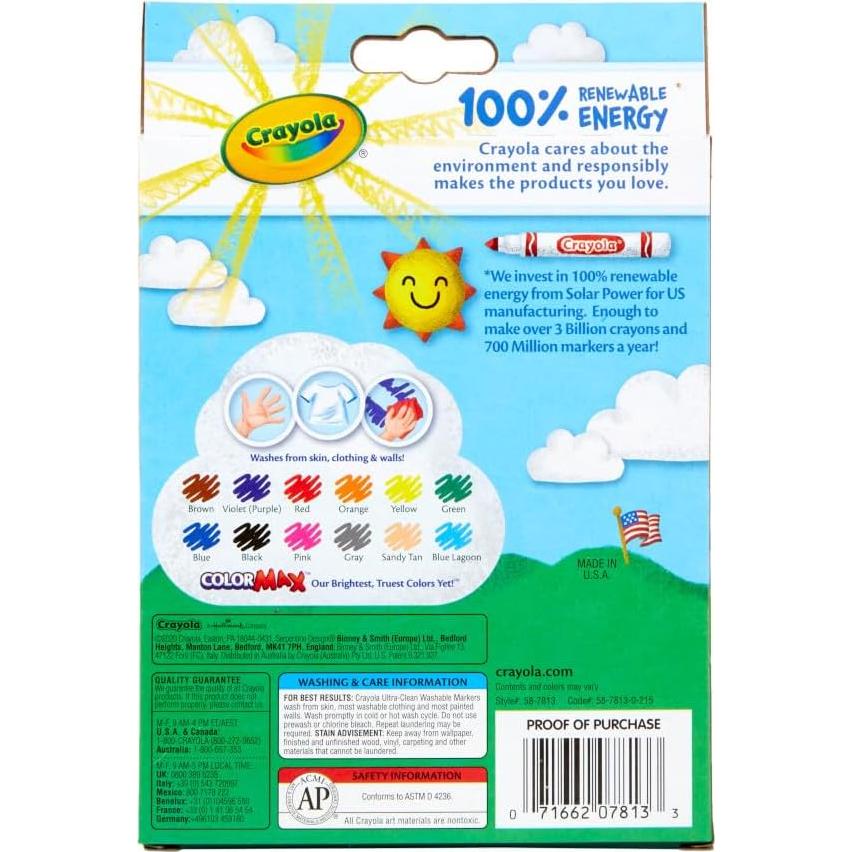 Marcadores Lavables Crayola Ultra Clean Punta Fina 12ct