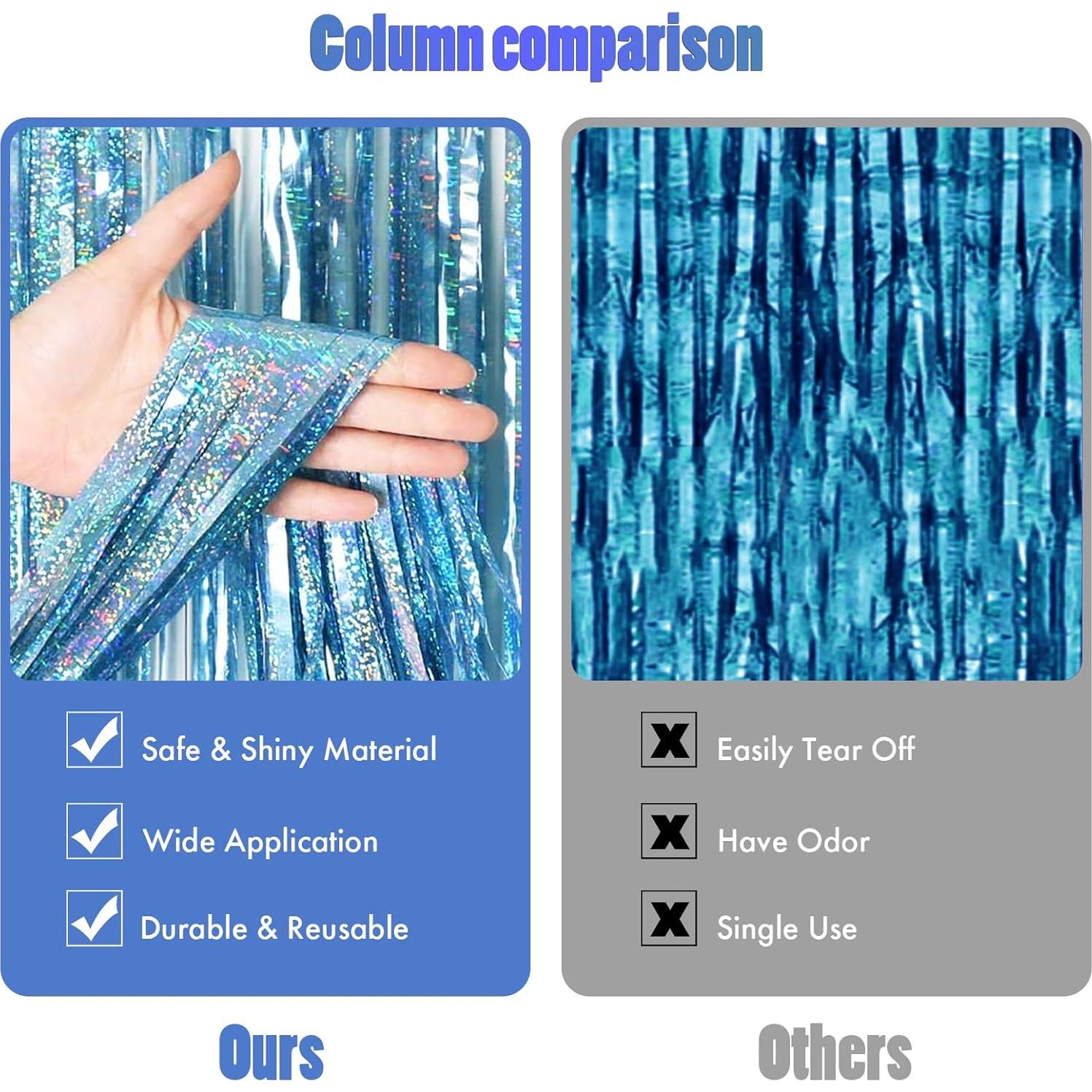 Cortinas de Flecos de Papel de Aluminio CANREVEL 2 Paquetes Azul Claro 1.01x2.50m