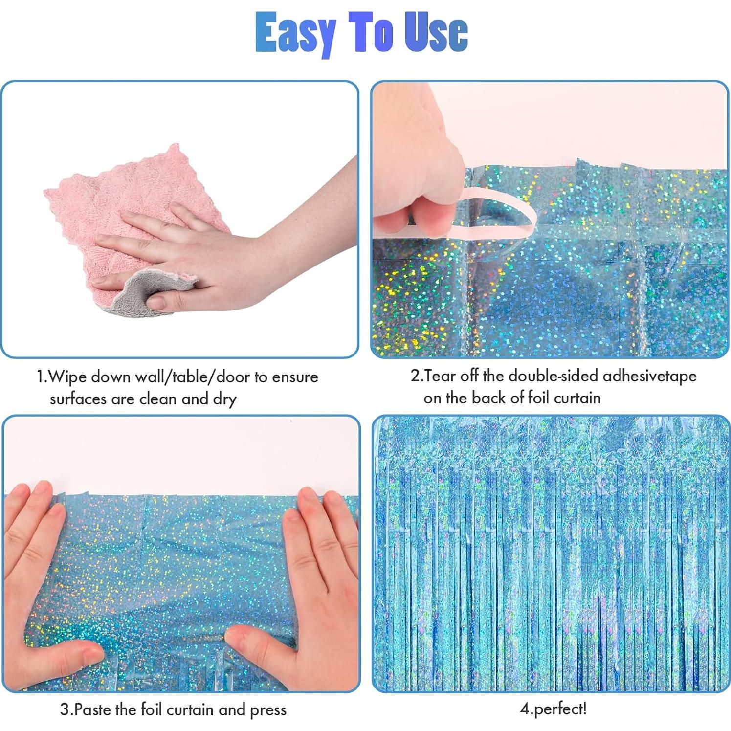 Cortinas de Flecos de Papel de Aluminio CANREVEL 2 Paquetes Azul Claro 1.01x2.50m