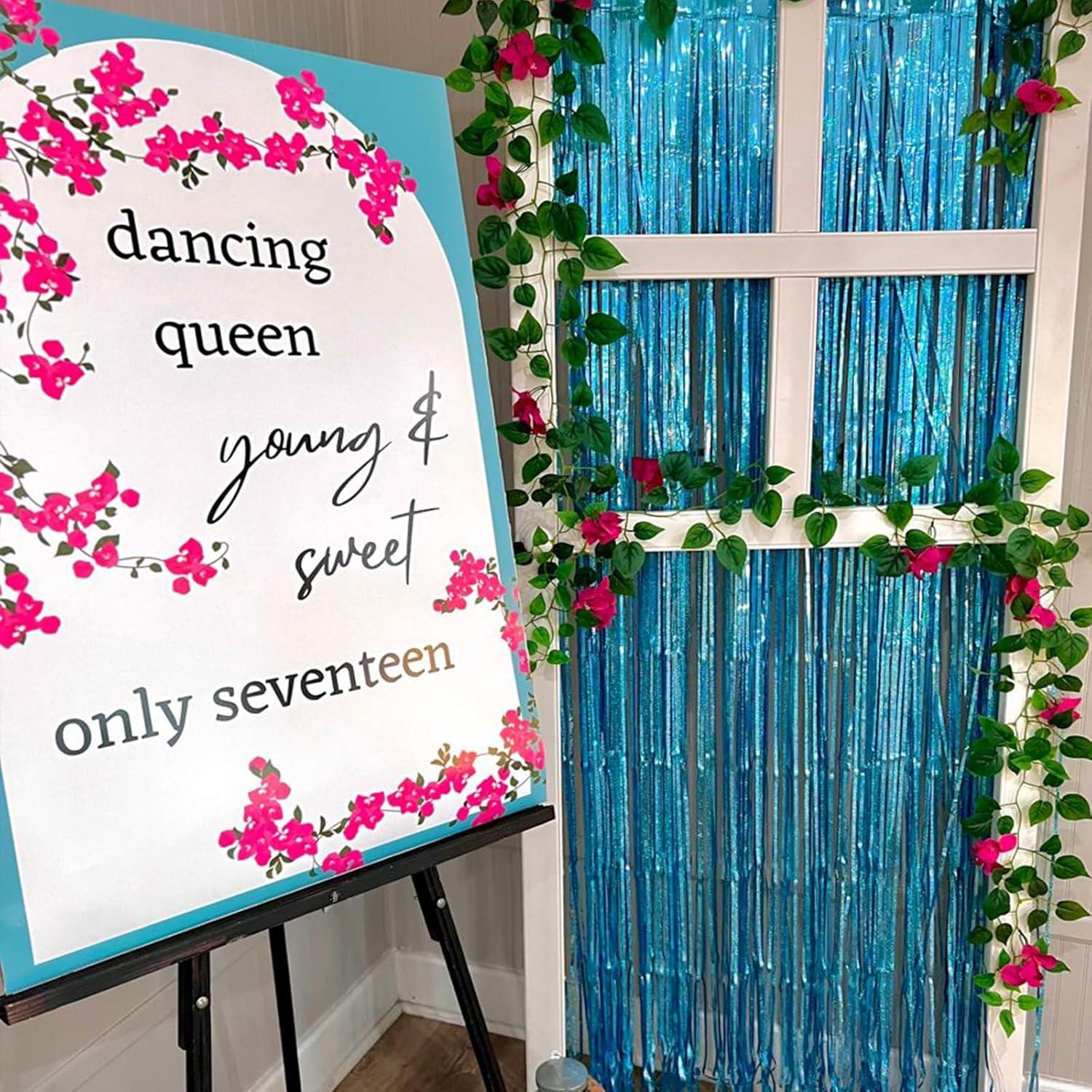 Cortinas de Flecos de Papel de Aluminio CANREVEL 2 Paquetes Azul Claro 1.01x2.50m