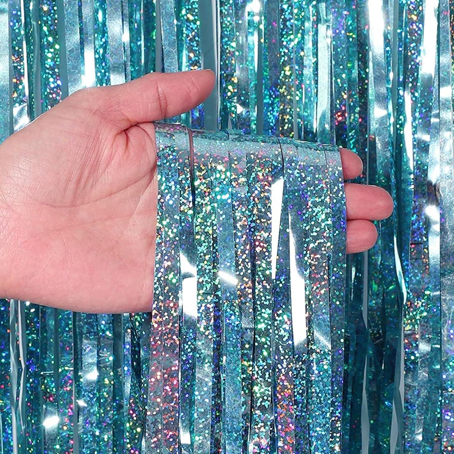 Cortinas de Flecos de Papel de Aluminio CANREVEL 2 Paquetes Azul Claro 1.01x2.50m