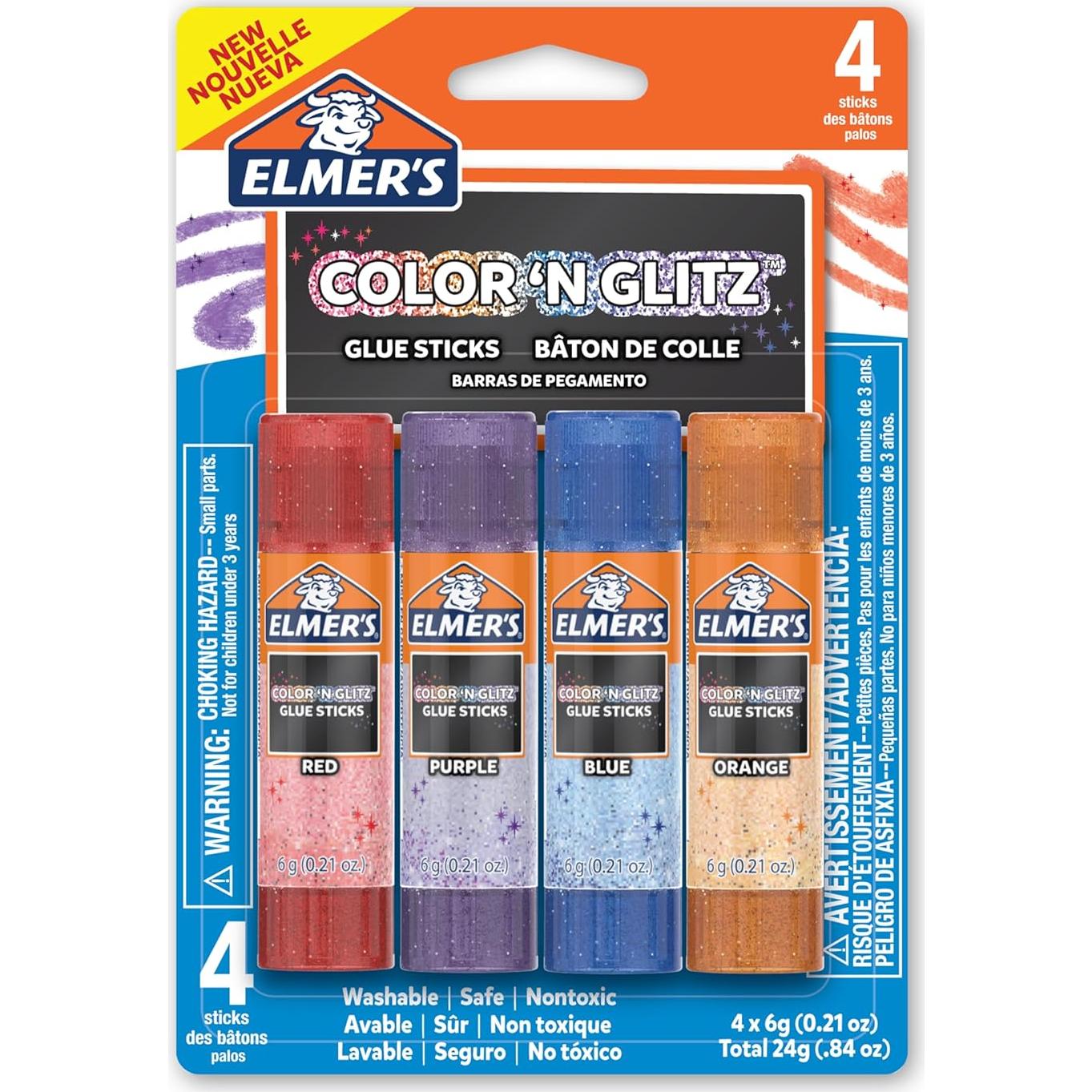Pegatinas Color 'n Glitz Elmer, Lavables, 24 Unidades, Colores Brillantes