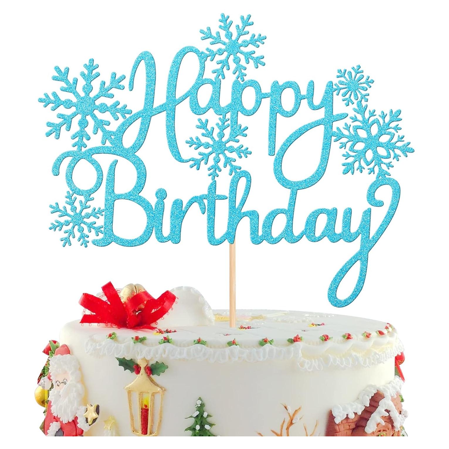 Adorno de Pastel Copo de Nieve Azul ZHUOWEISM 15x21 cm