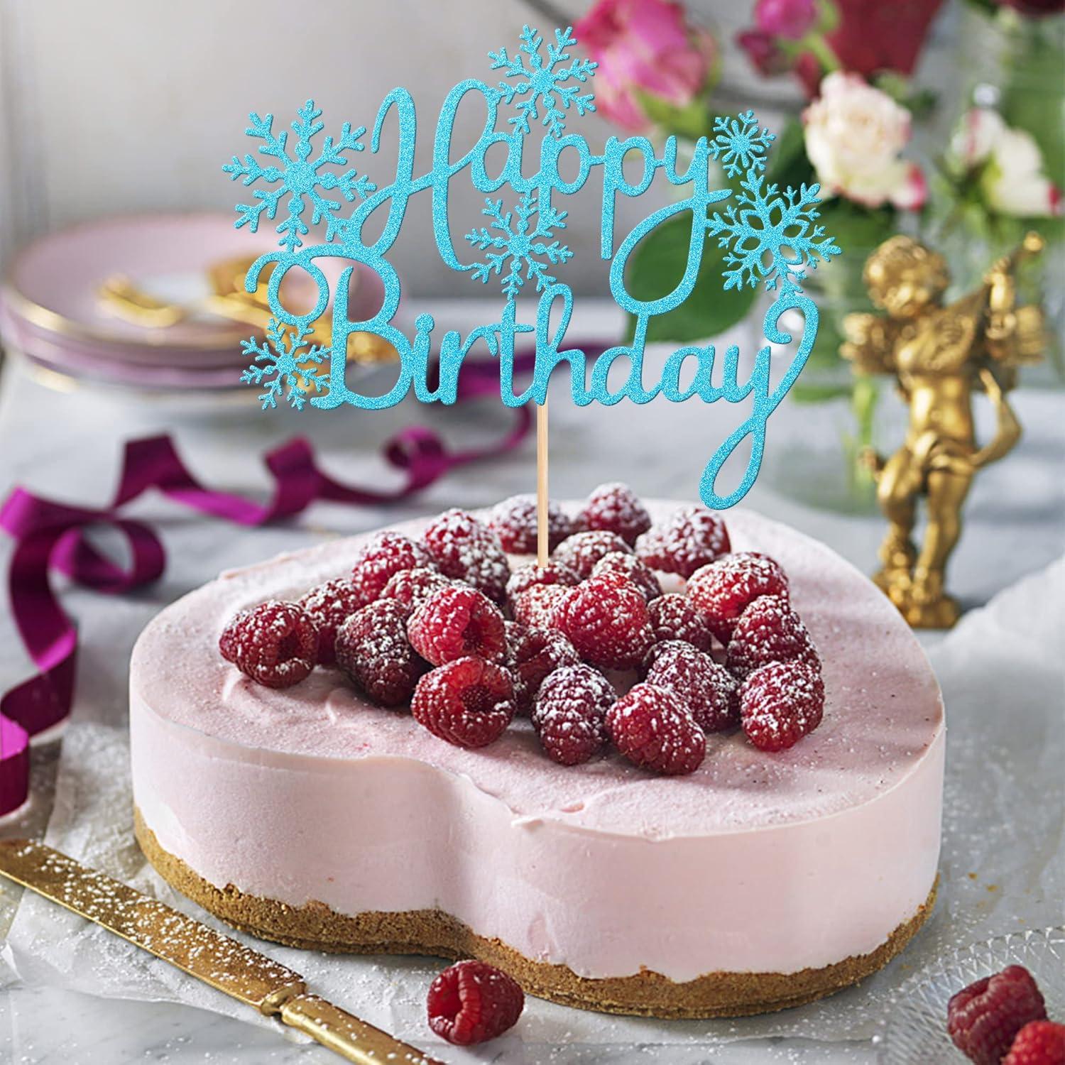 Adorno de Pastel Copo de Nieve Azul ZHUOWEISM 15x21 cm