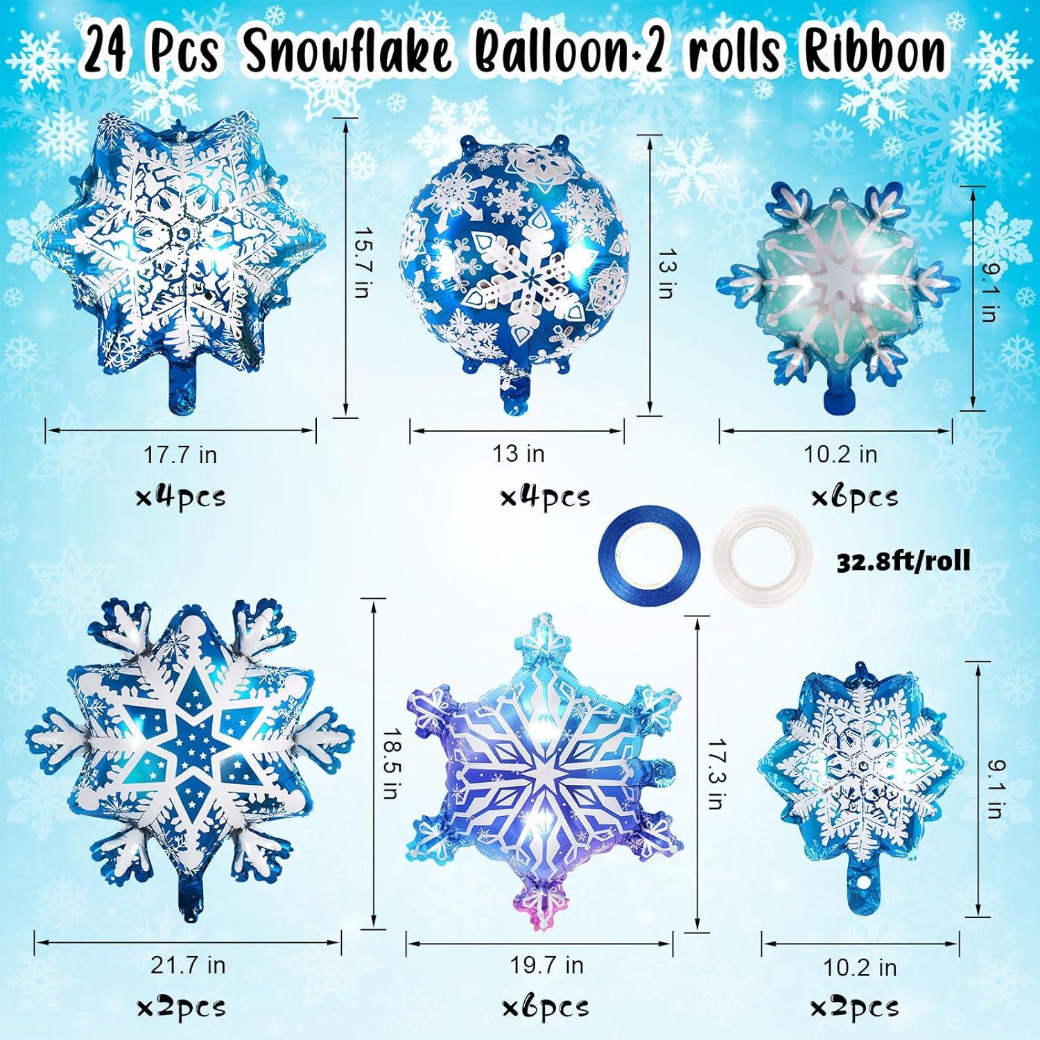 Globos de Aluminio Copo de Nieve 24 Pcs AIQINHU 33-71 cm