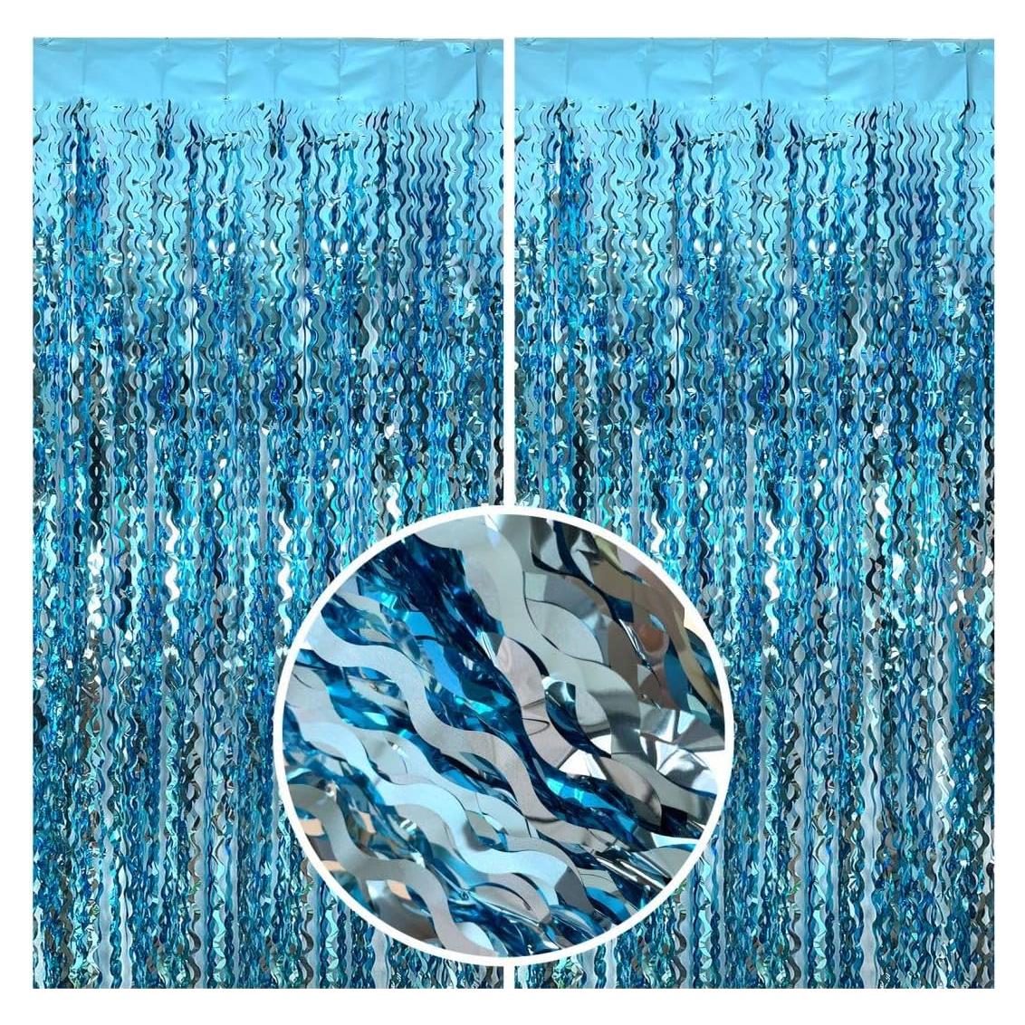 Decoraciones de Fiesta de Streamers Azules AMONE 2 Pzas 1.98x0.97m