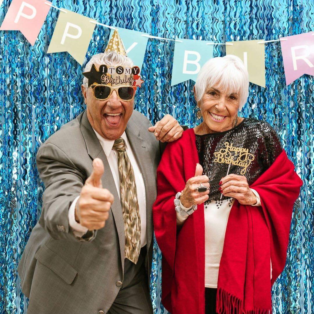 Decoraciones de Fiesta de Streamers Azules AMONE 2 Pzas 1.98x0.97m