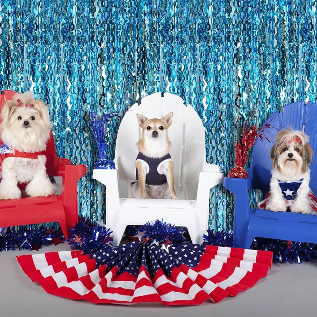 Decoraciones de Fiesta de Streamers Azules AMONE 2 Pzas 1.98x0.97m