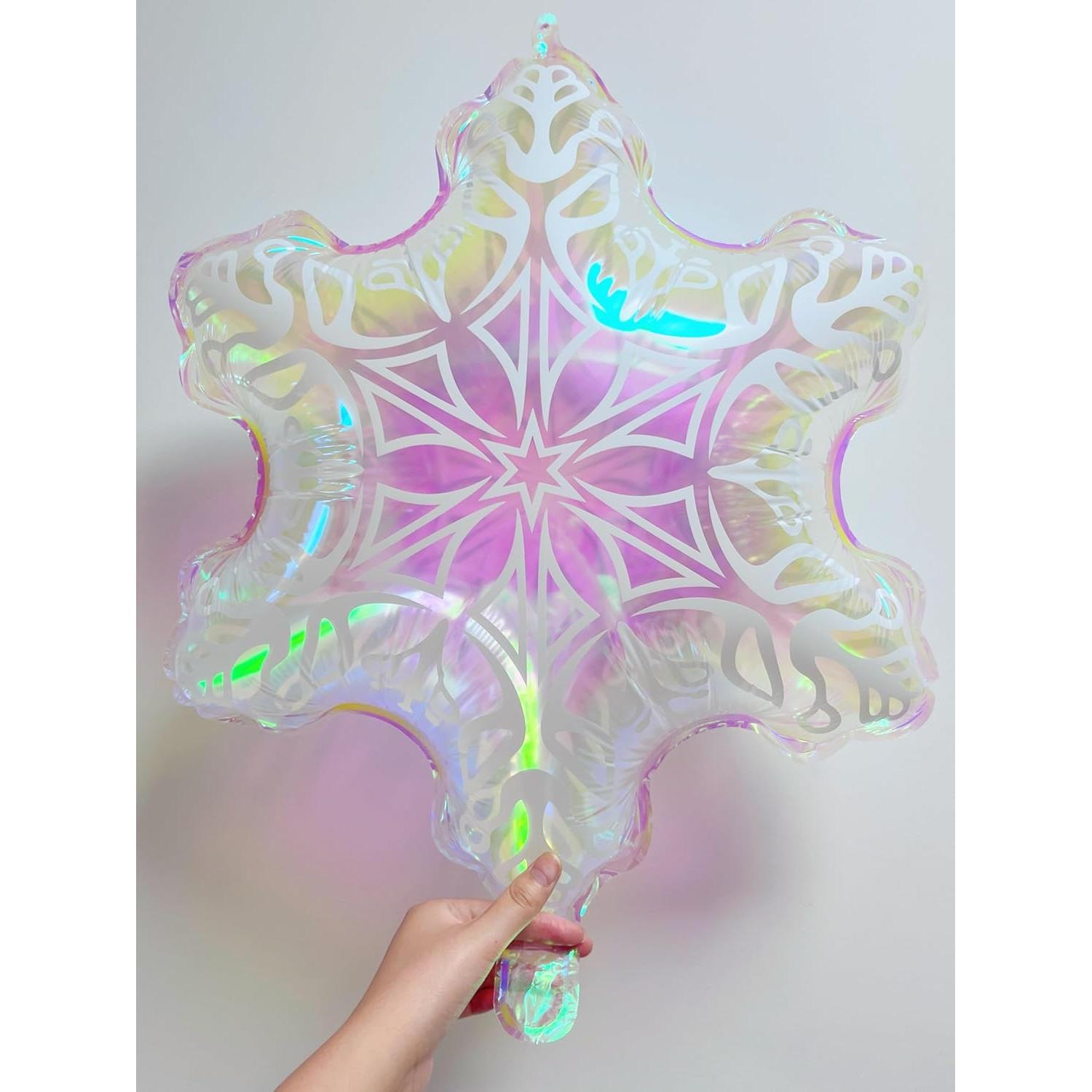 5 Globos Iridiscentes Copos de Nieve 58 cm - Decoración Fiesta