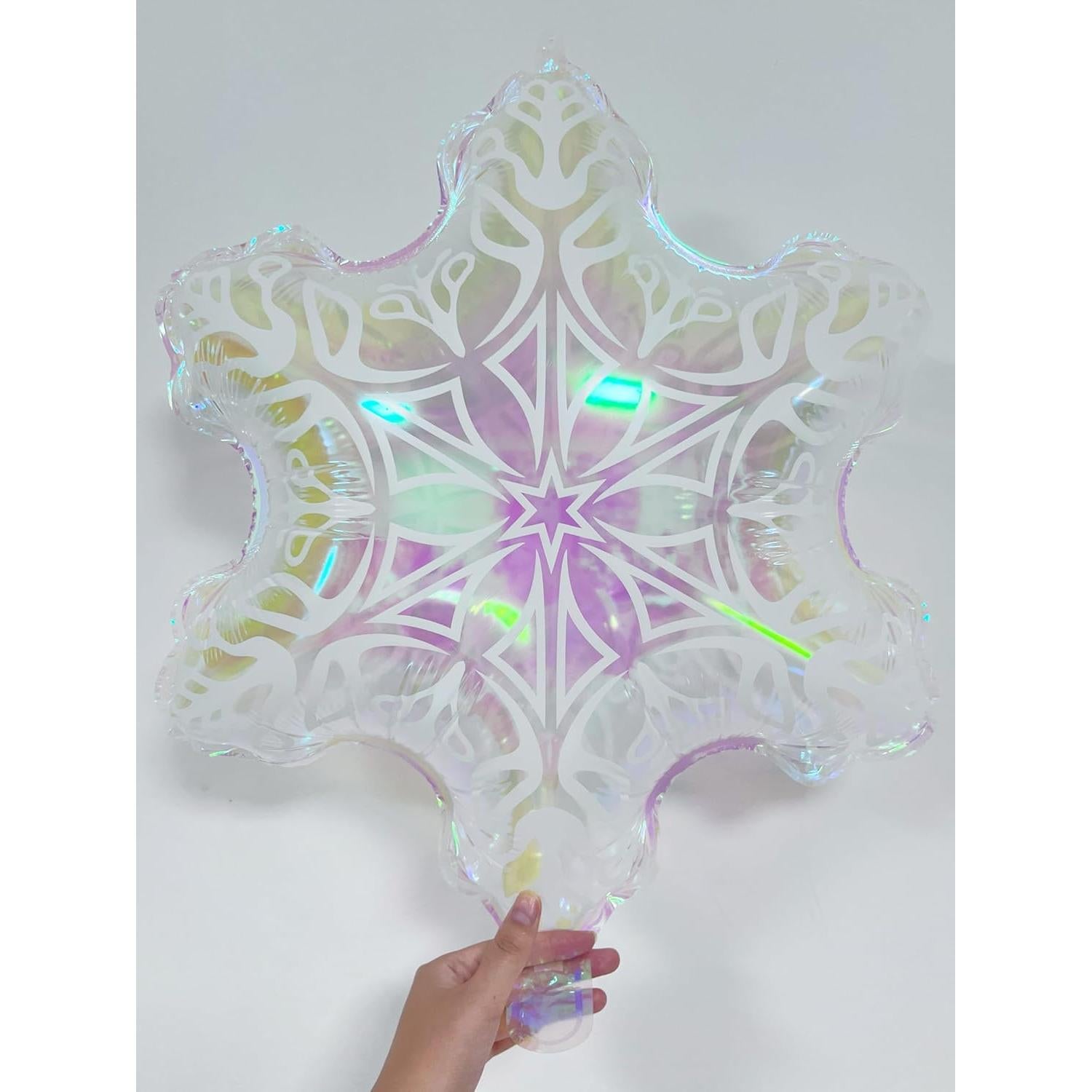 5 Globos Iridiscentes Copos de Nieve 58 cm - Decoración Fiesta