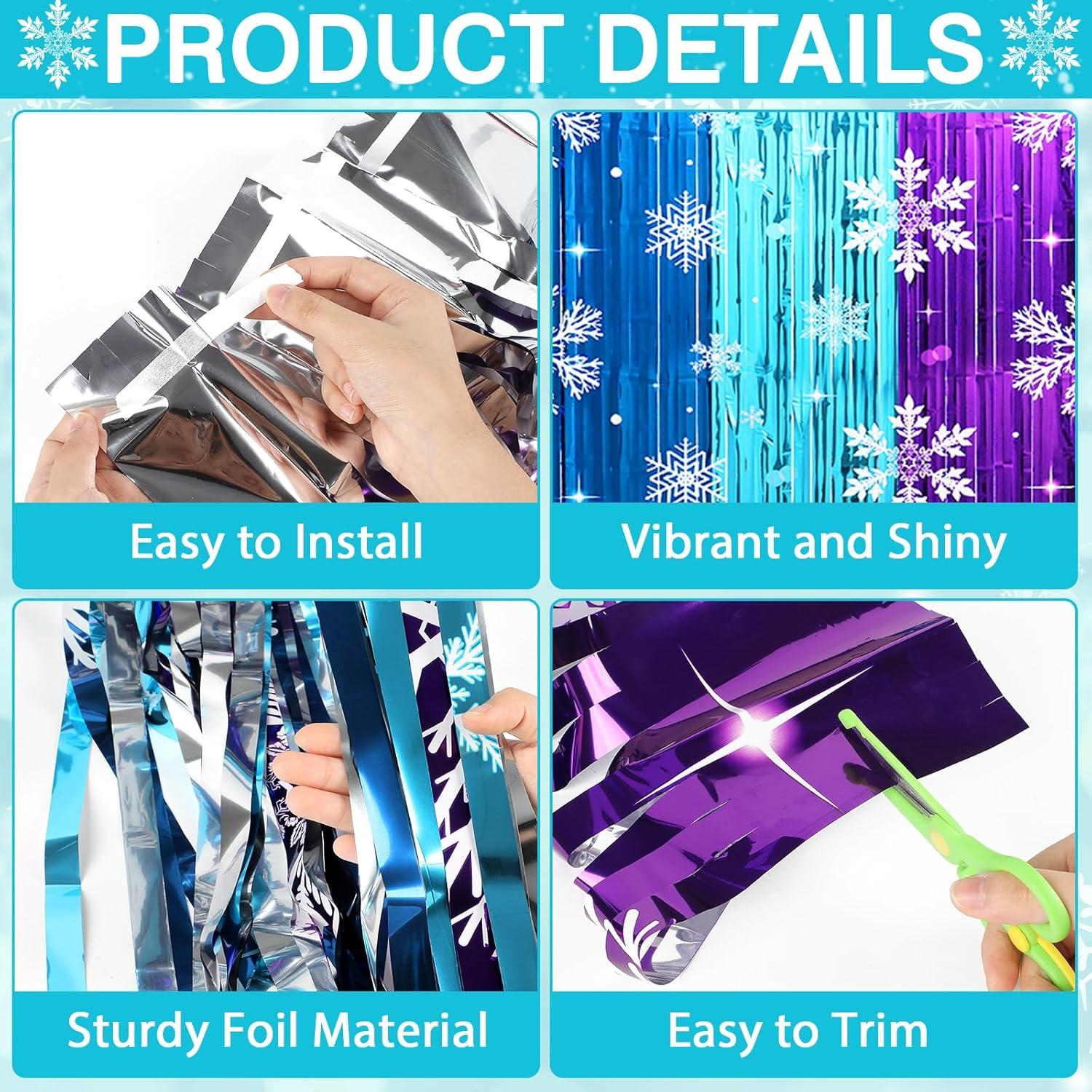 Cortinas de Flecos de Papel de Aluminio Saludo de Fiesta 2 Pcs 3.3x8.2m