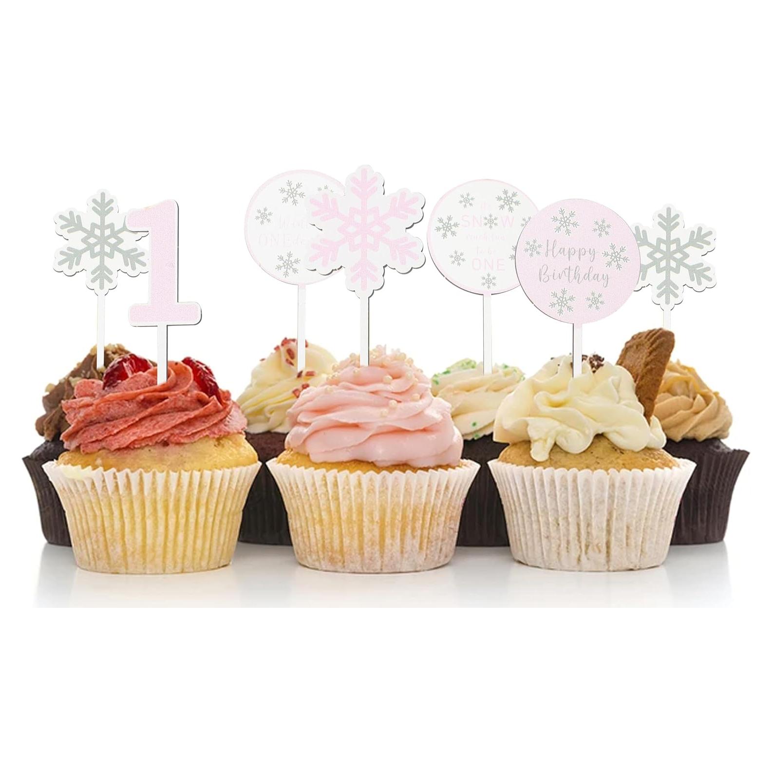 8 Copas de Pastel Copos de Nieve KOJIN para Cumpleaños 1 Año