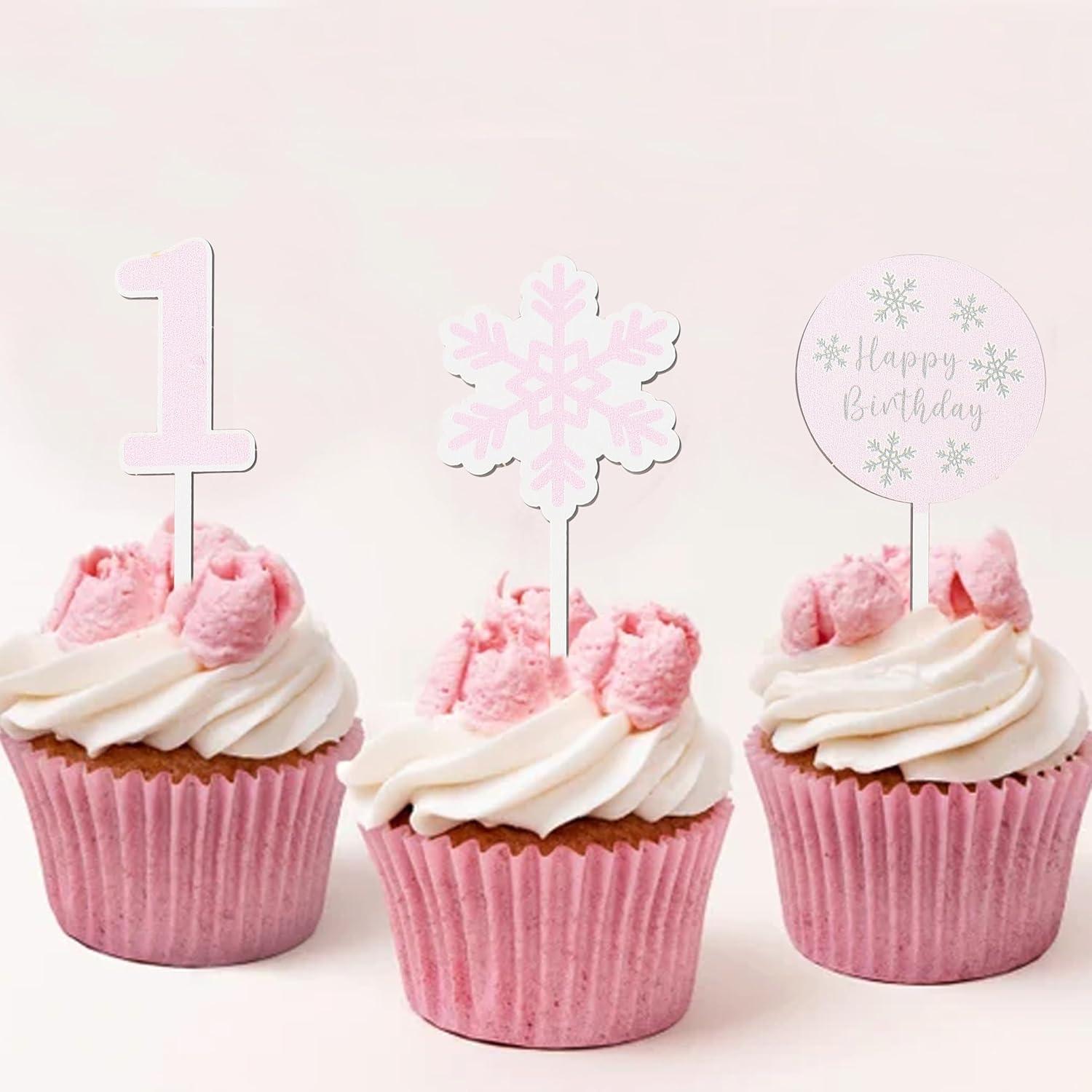 8 Copas de Pastel Copos de Nieve KOJIN para Cumpleaños 1 Año