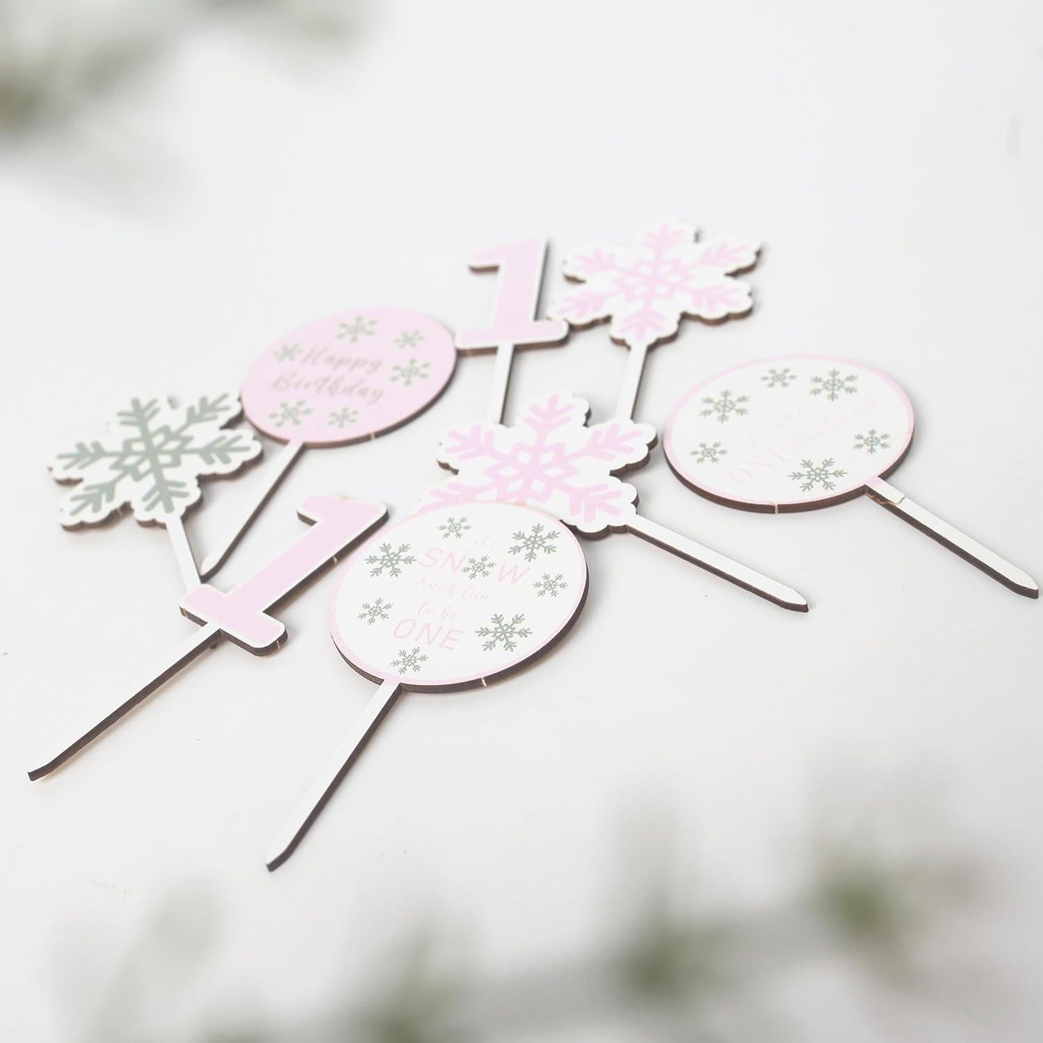 8 Copas de Pastel Copos de Nieve KOJIN para Cumpleaños 1 Año