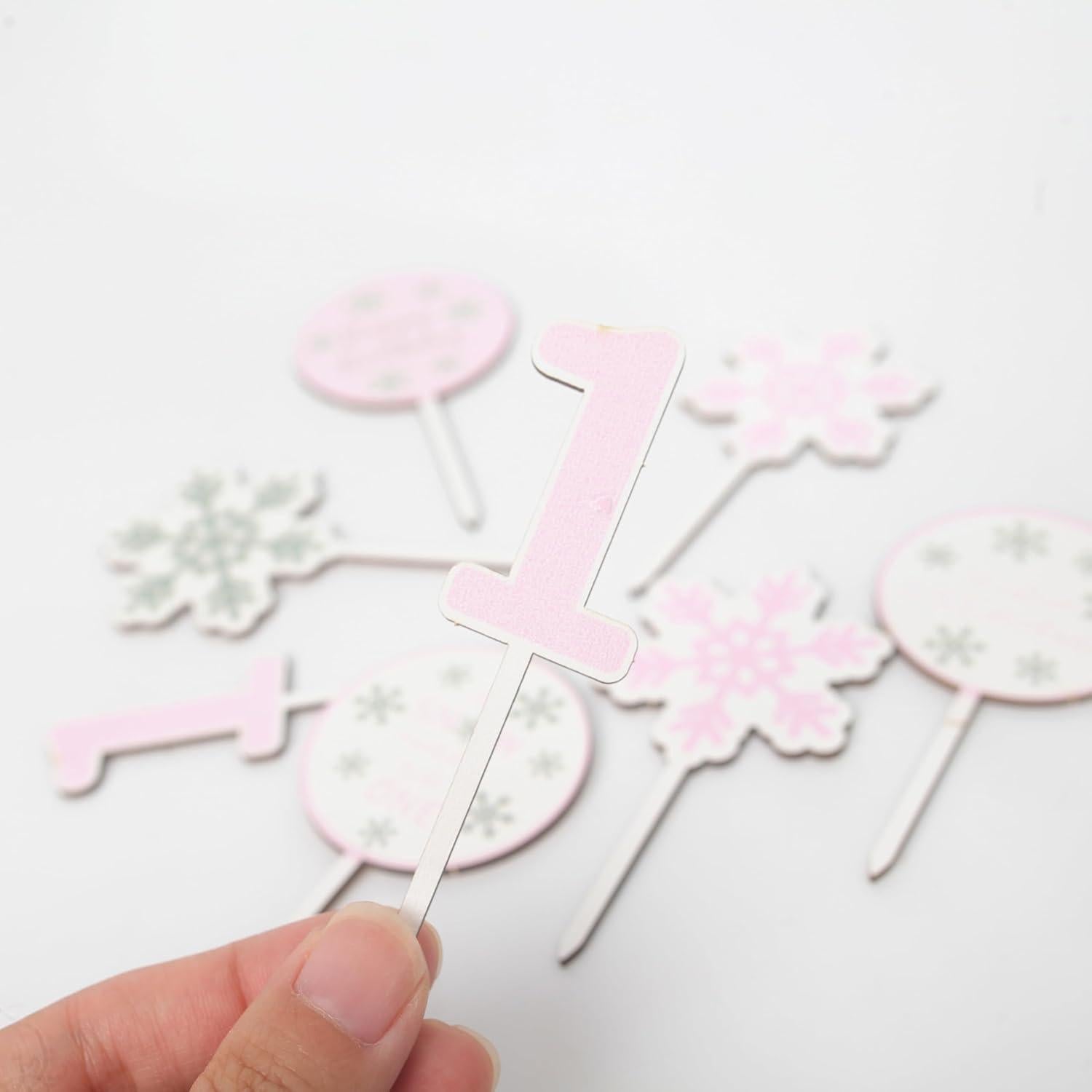 8 Copas de Pastel Copos de Nieve KOJIN para Cumpleaños 1 Año