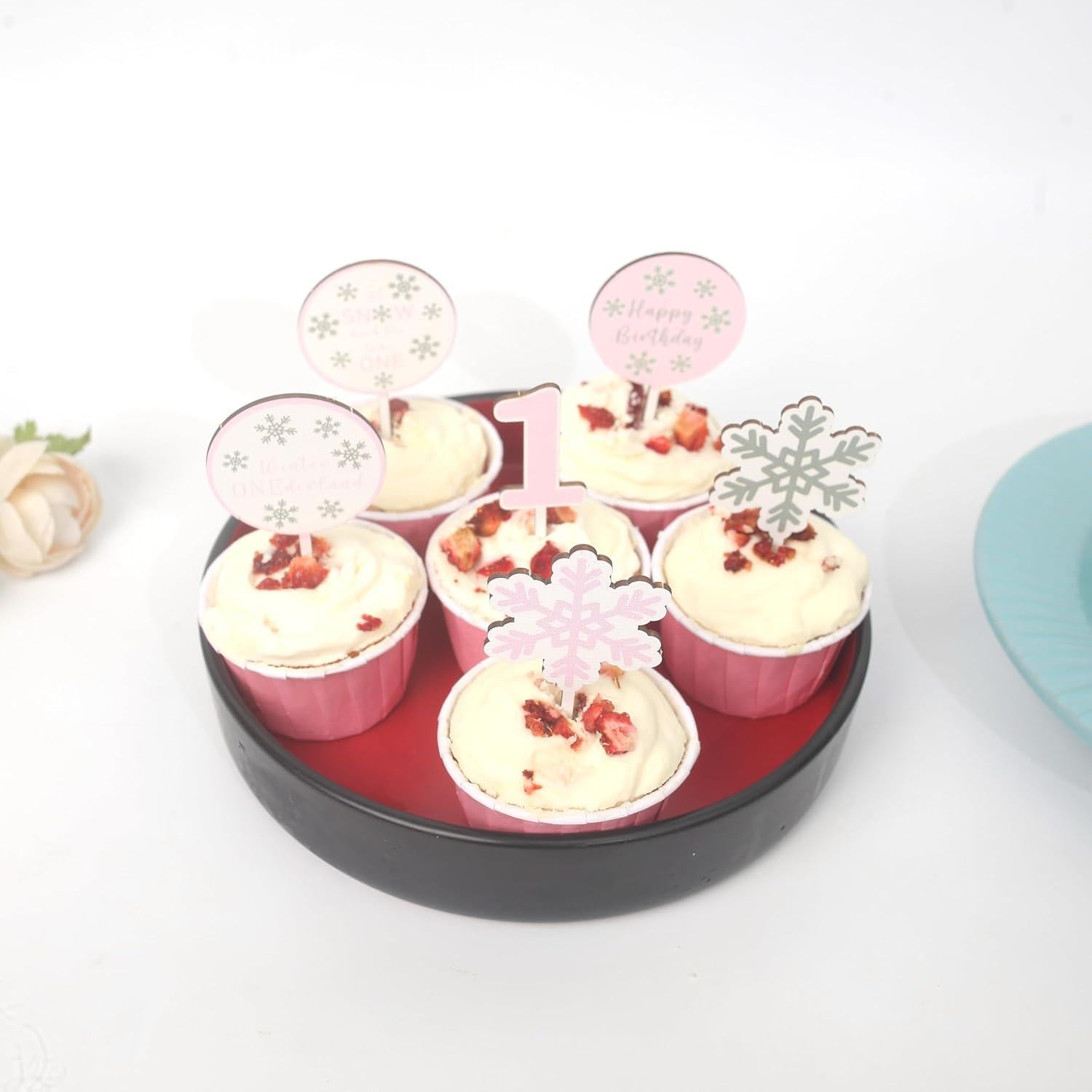 8 Copas de Pastel Copos de Nieve KOJIN para Cumpleaños 1 Año