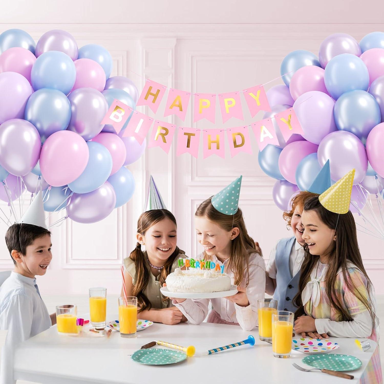 60 Globos de Sirena Rosados y Morados 30cm para Fiesta