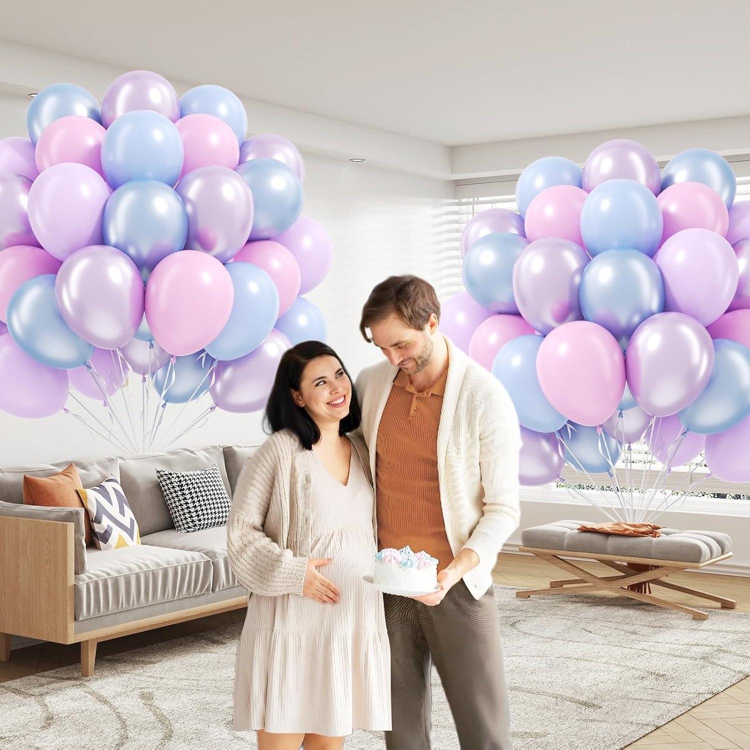 60 Globos de Sirena Rosados y Morados 30cm para Fiesta