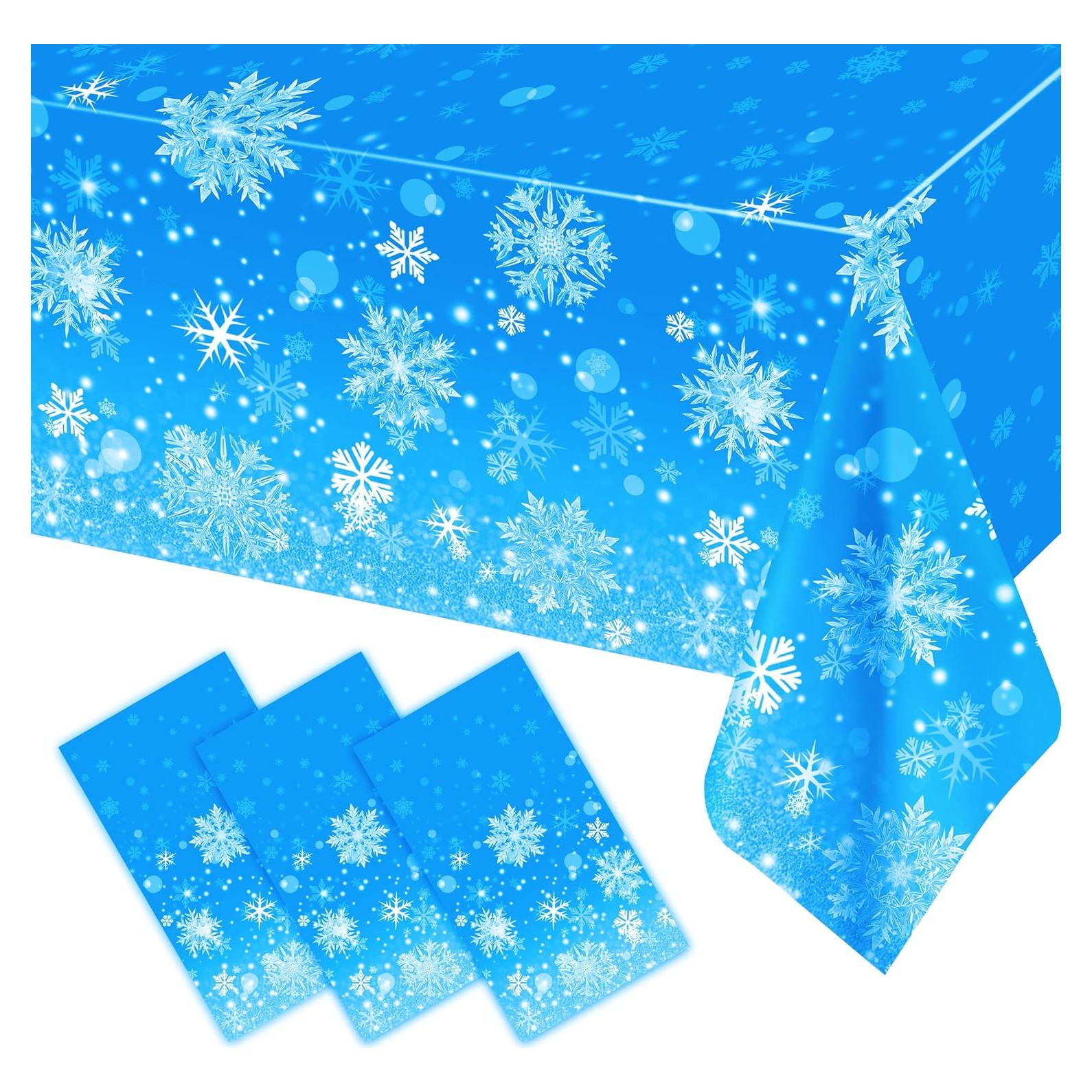 Set de 3 Manteles Desechables de Copos de Nieve Tokcousun 137x274 cm