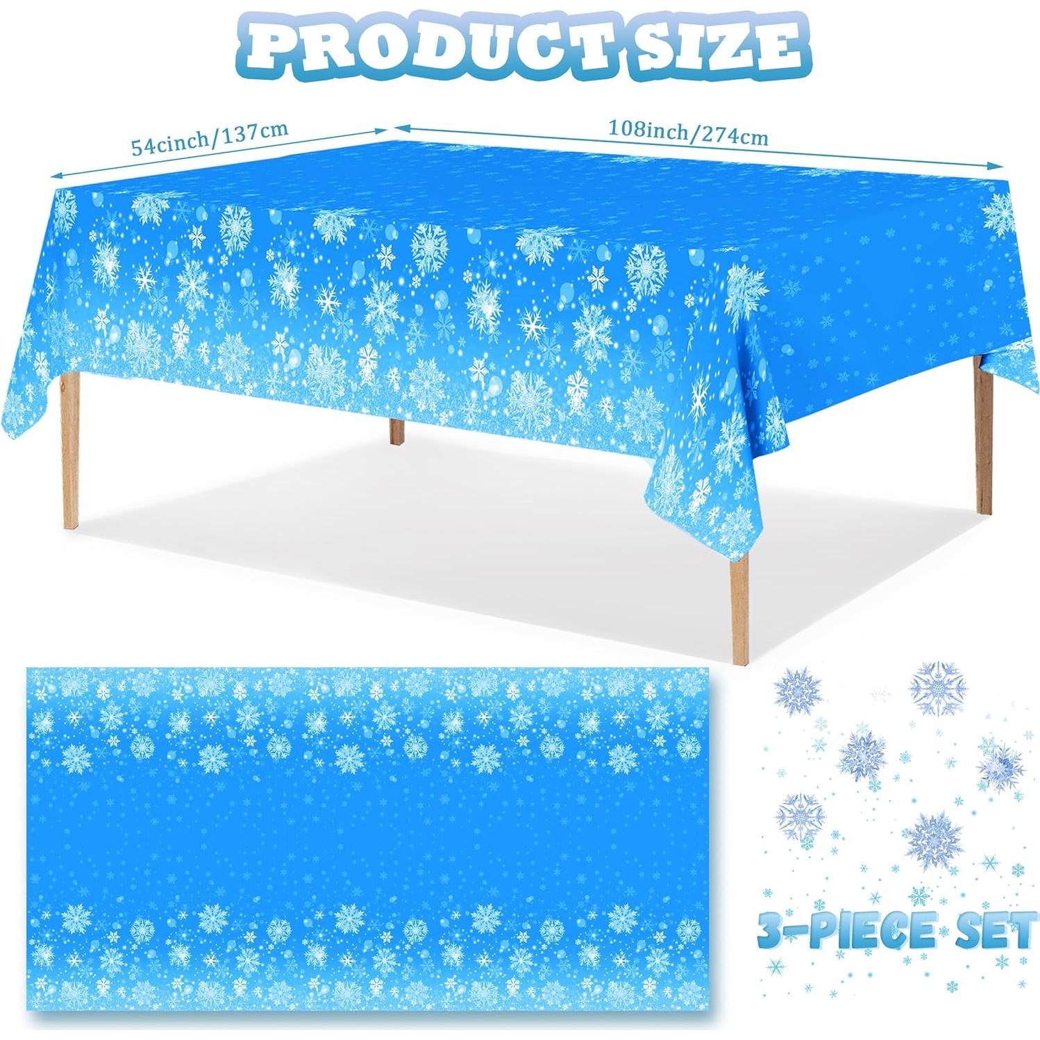 Set de 3 Manteles Desechables de Copos de Nieve Tokcousun 137x274 cm