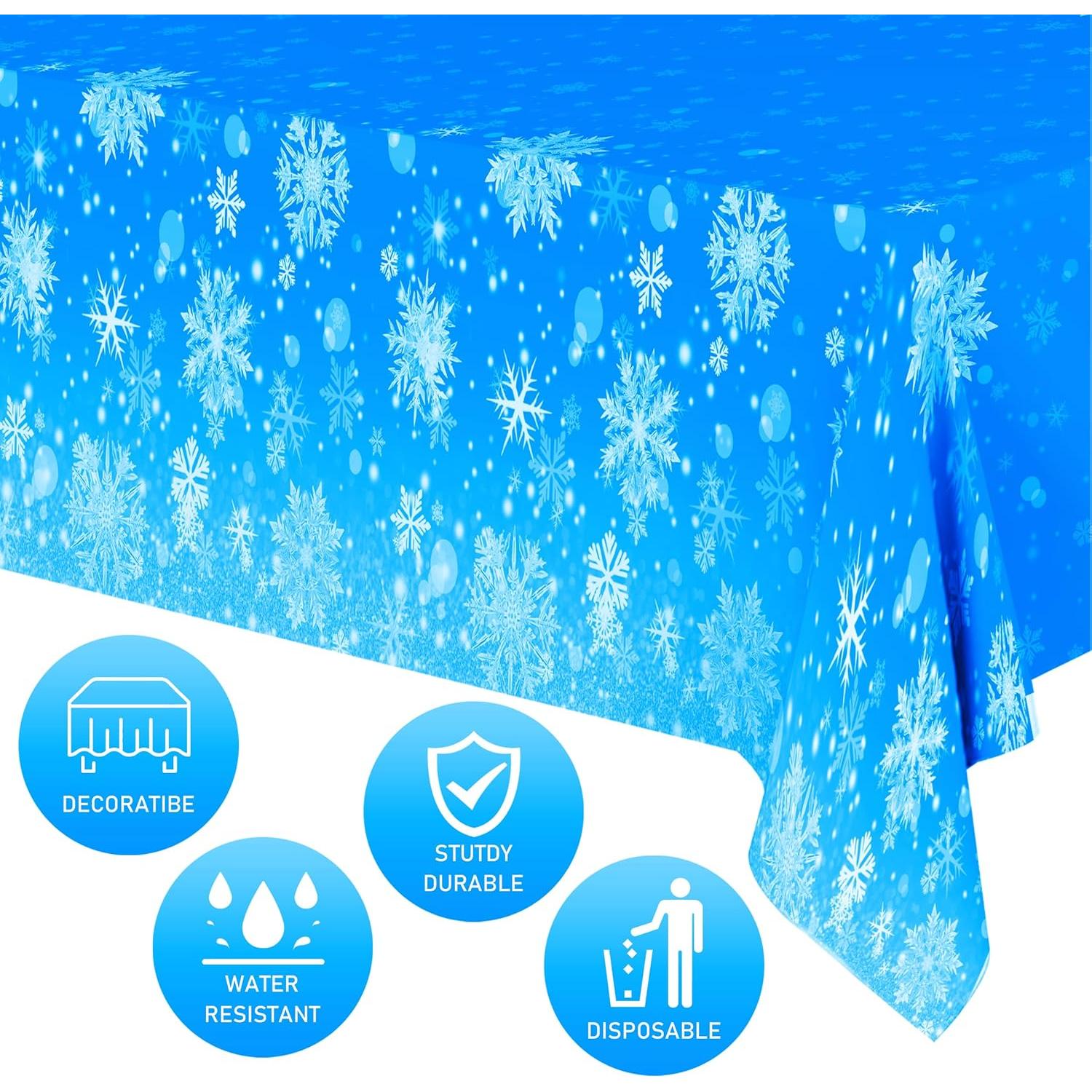 Set de 3 Manteles Desechables de Copos de Nieve Tokcousun 137x274 cm