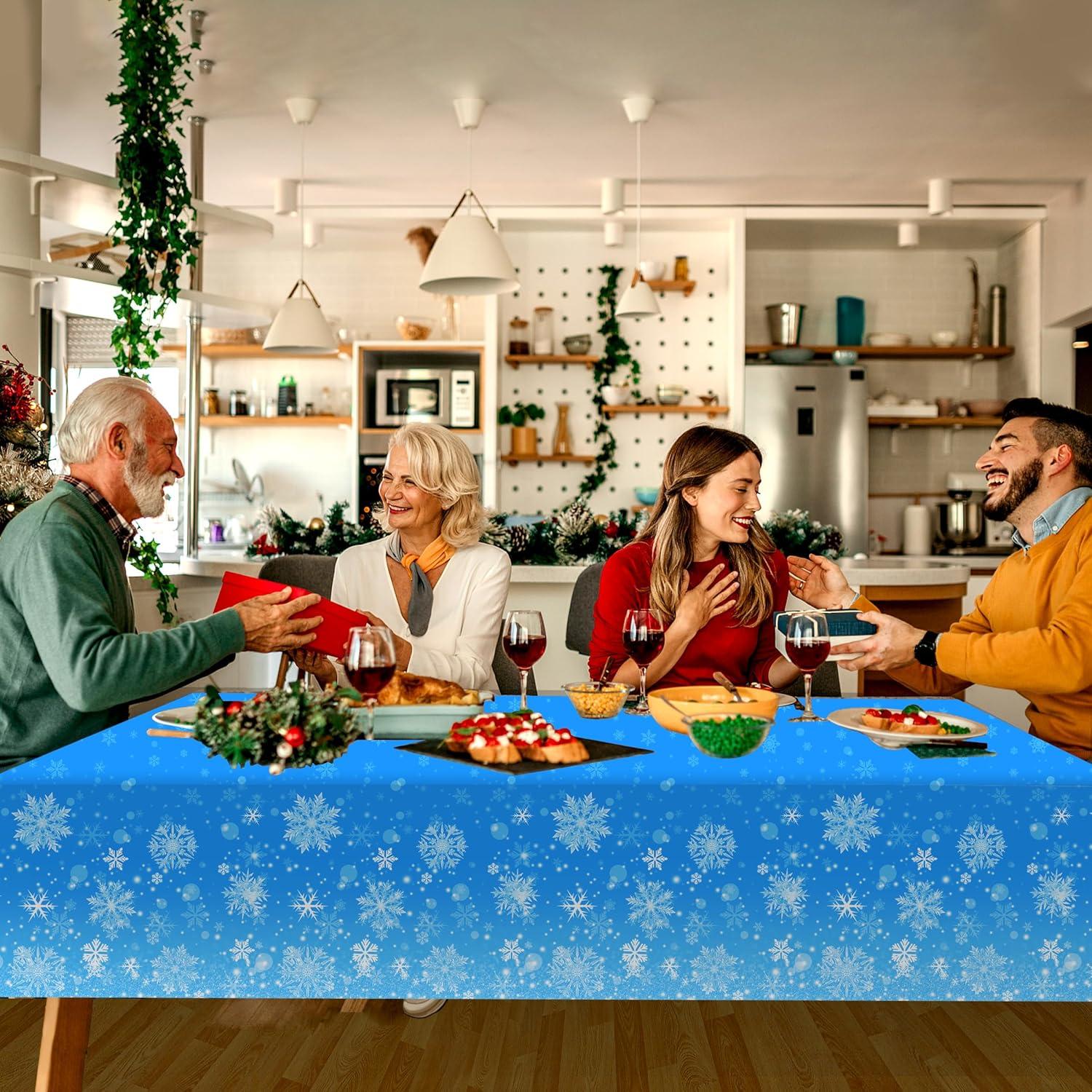 Set de 3 Manteles Desechables de Copos de Nieve Tokcousun 137x274 cm