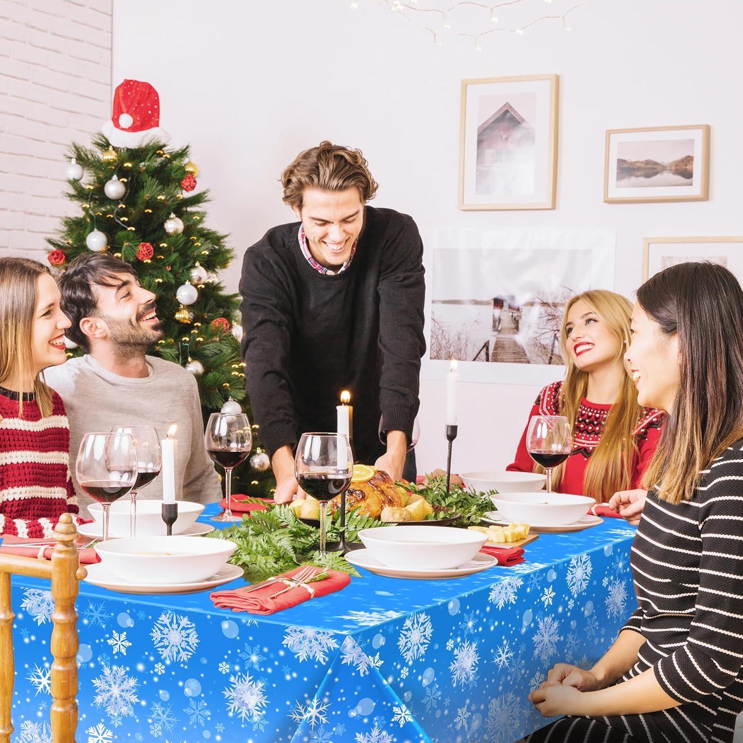 Set de 3 Manteles Desechables de Copos de Nieve Tokcousun 137x274 cm