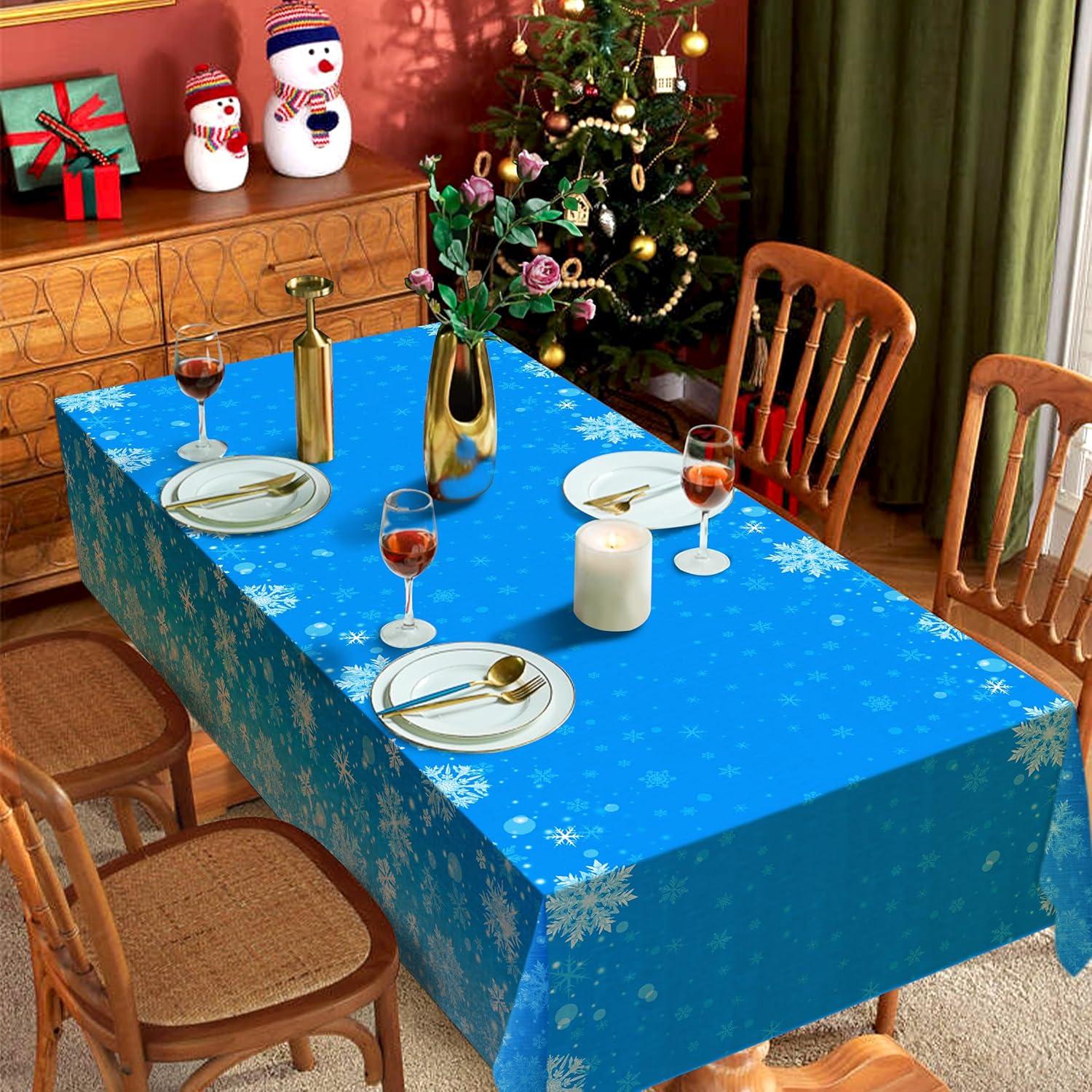 Set de 3 Manteles Desechables de Copos de Nieve Tokcousun 137x274 cm