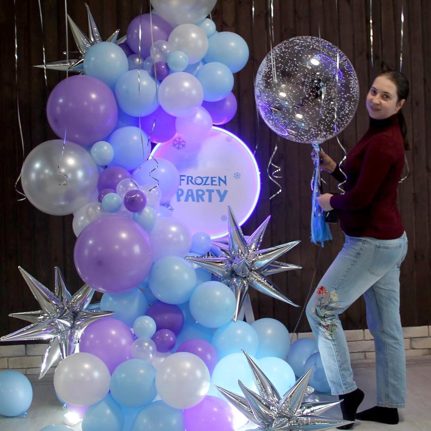 Globos de Láttex Morados y Azules con Confeti - 60 Pcs