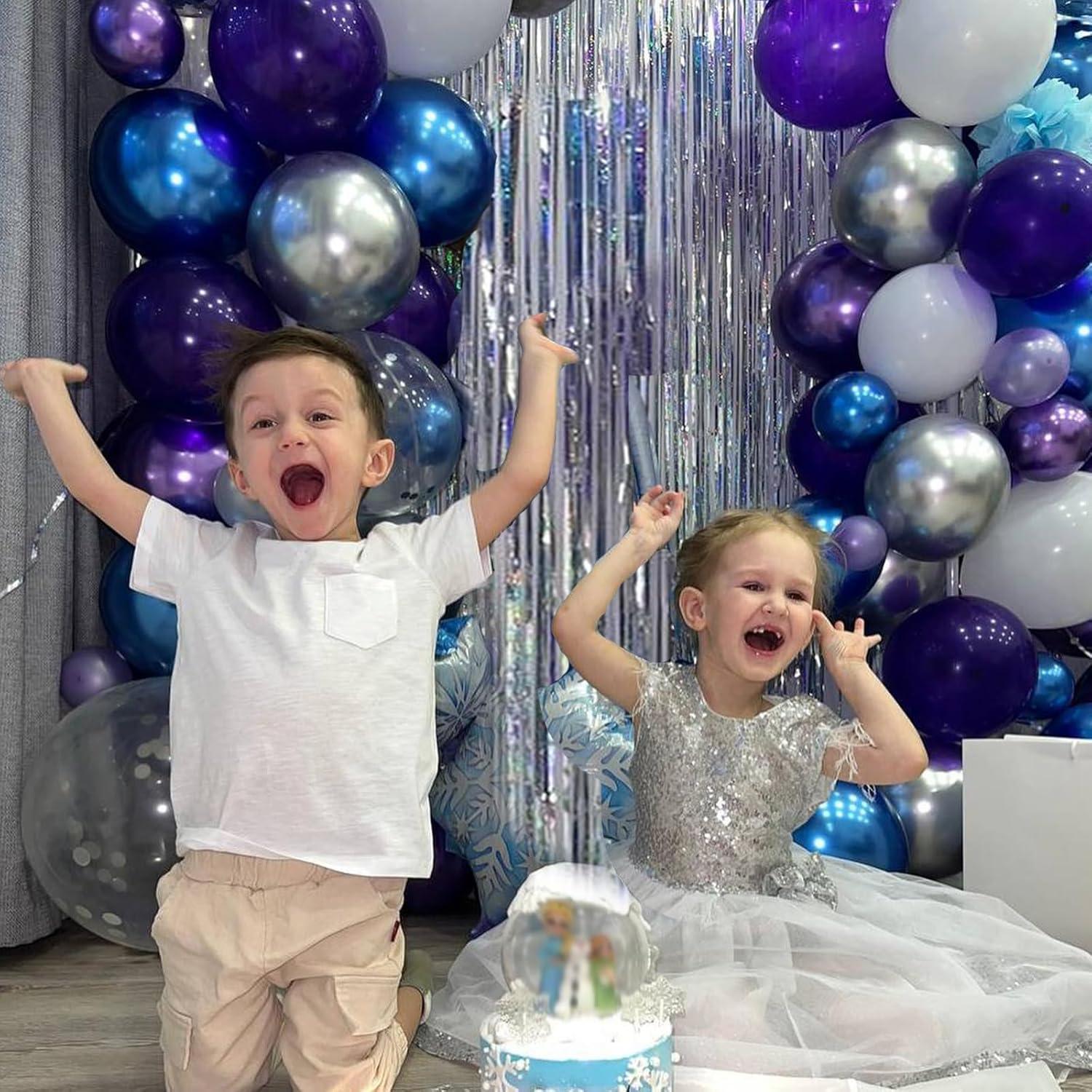 Globos de Láttex Morados y Azules con Confeti - 60 Pcs