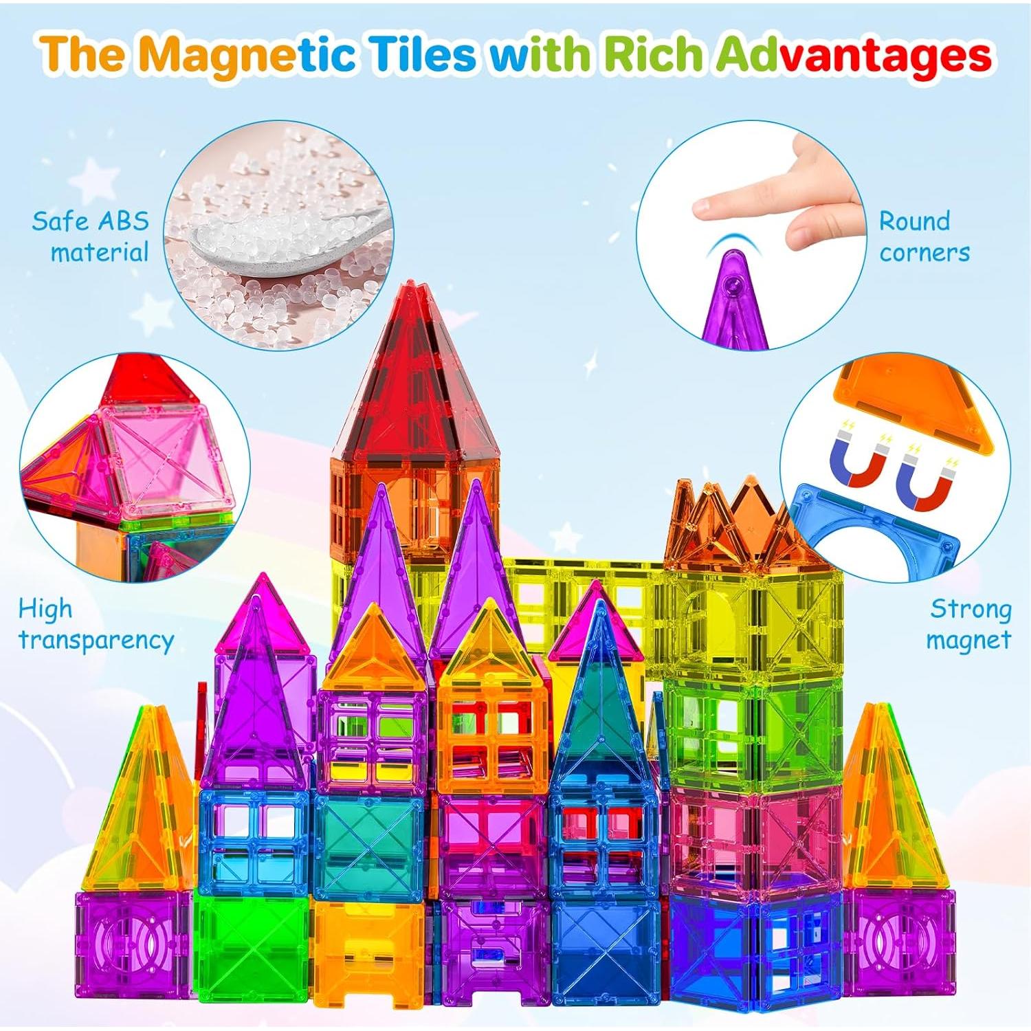 Bloques de Construcción Magnéticos BEBOAN 100 Piezas 3-8 Años