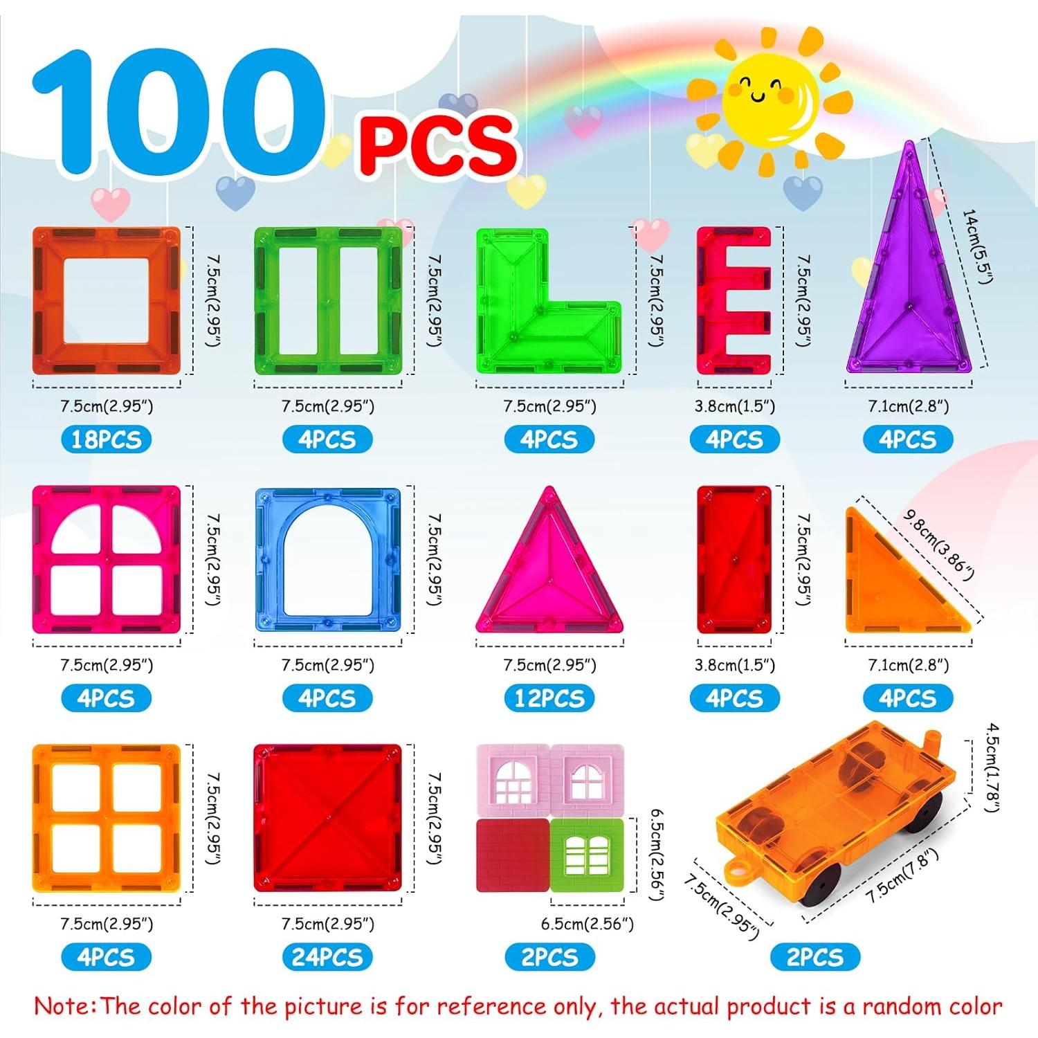 Bloques de Construcción Magnéticos BEBOAN 100 Piezas 3-8 Años