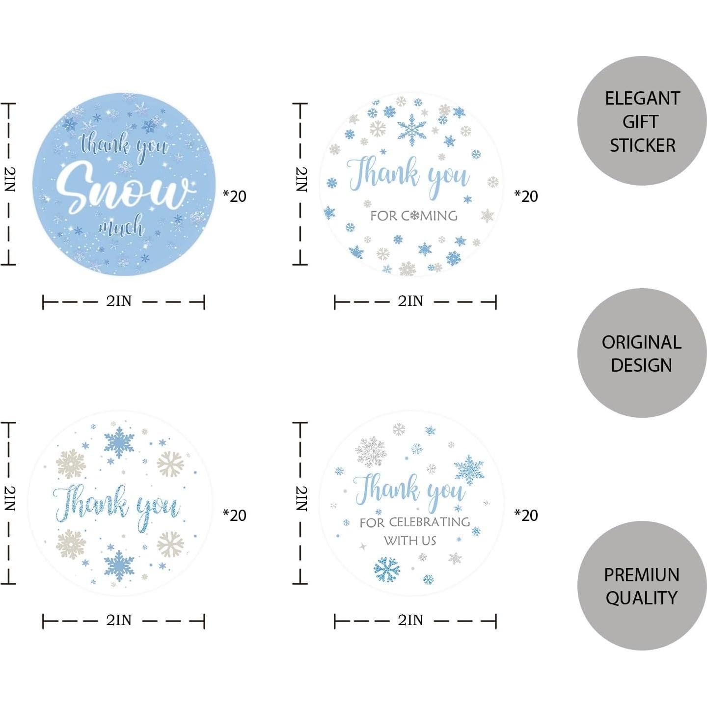 80 Pegatinas de Agradecimiento Copo de Nieve FORSHEEP 5.08 cm