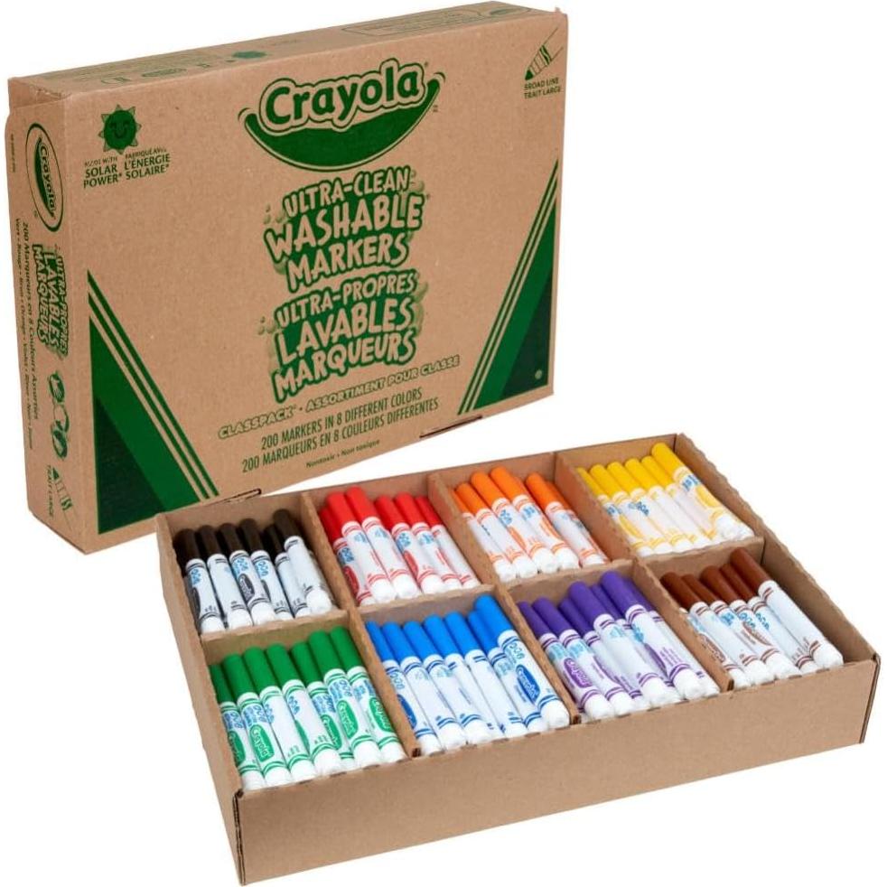 Marcadores Lavables Crayola 200ct - 8 Colores para Aula