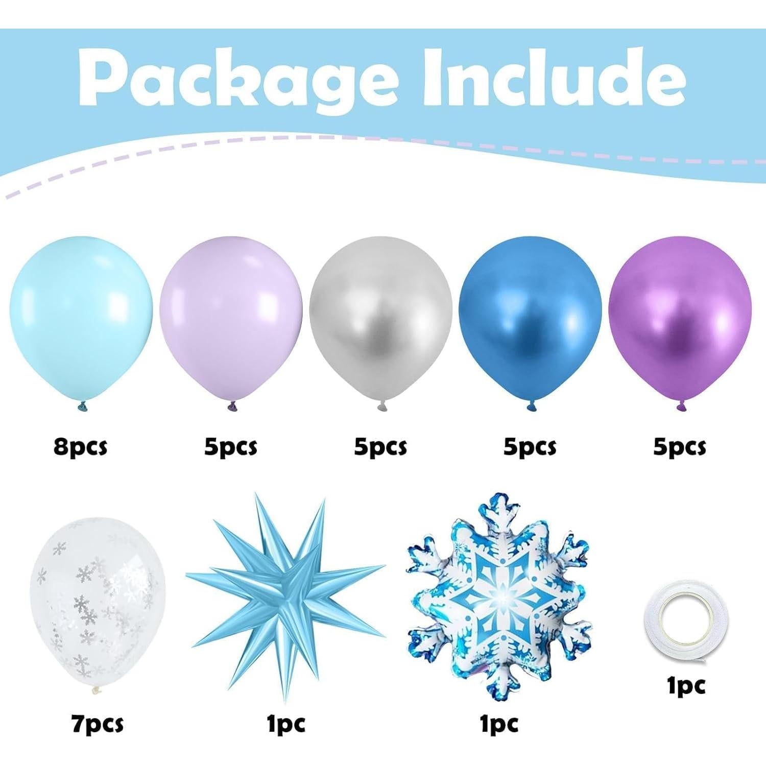 Globos de Fiesta Saxuxu 35 Piezas Tema Nieve 12"