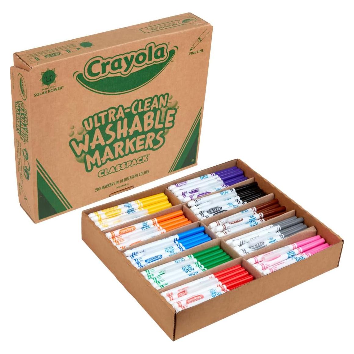 Marcadores Lavables Crayola Classpack 200 Piezas 10 Colores