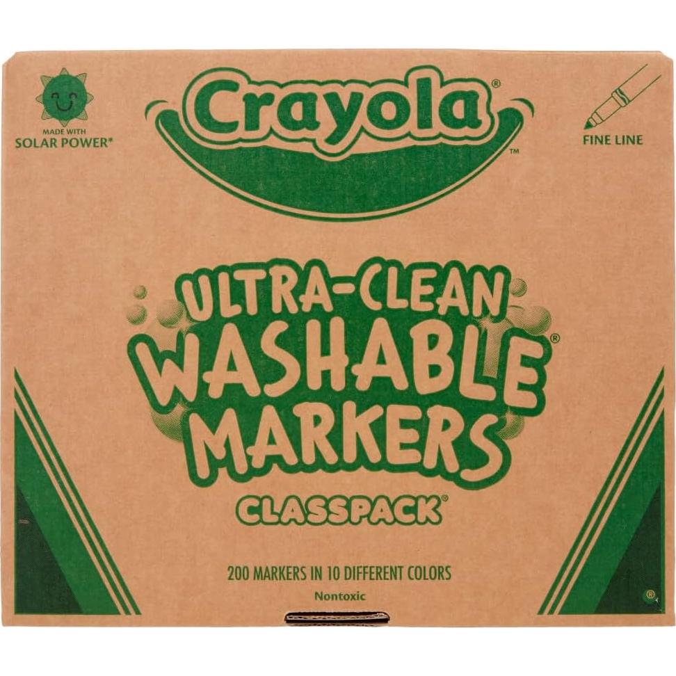 Marcadores Lavables Crayola Classpack 200 Piezas 10 Colores
