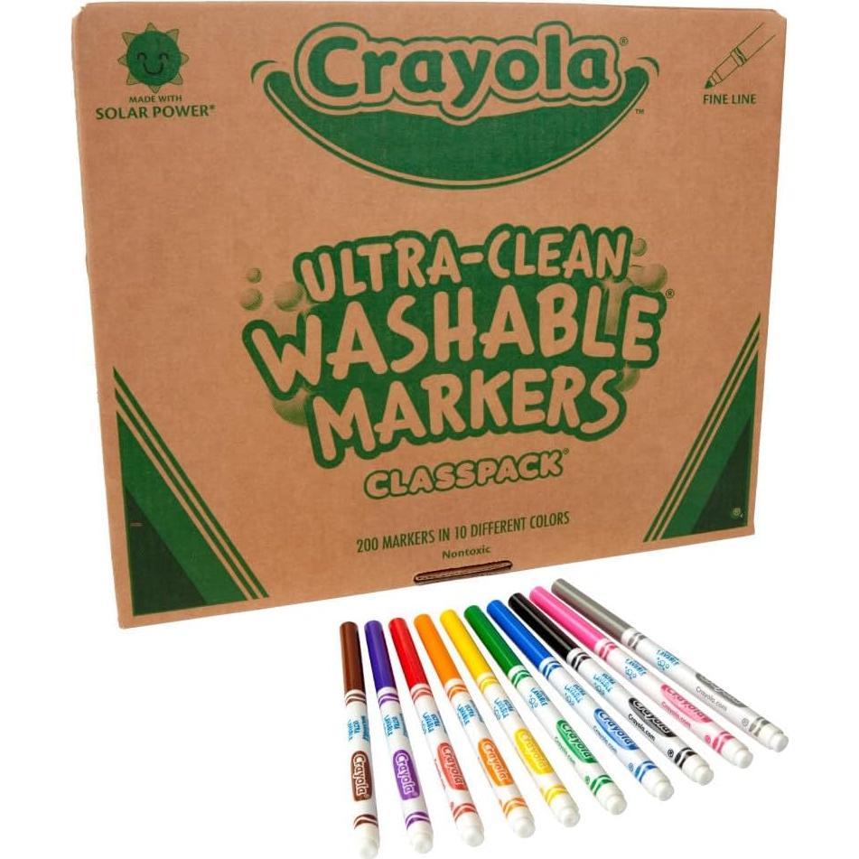 Marcadores Lavables Crayola Classpack 200 Piezas 10 Colores