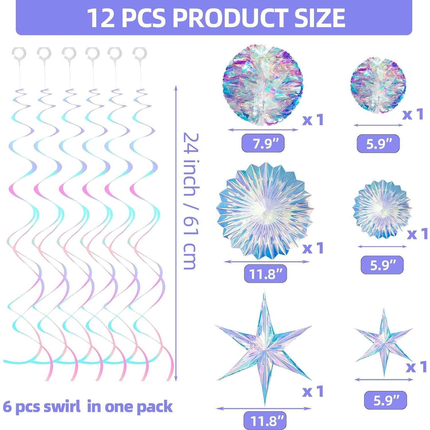 Juego de Decoración Iridiscente 12 Pcs Licidecopai para Fiesta