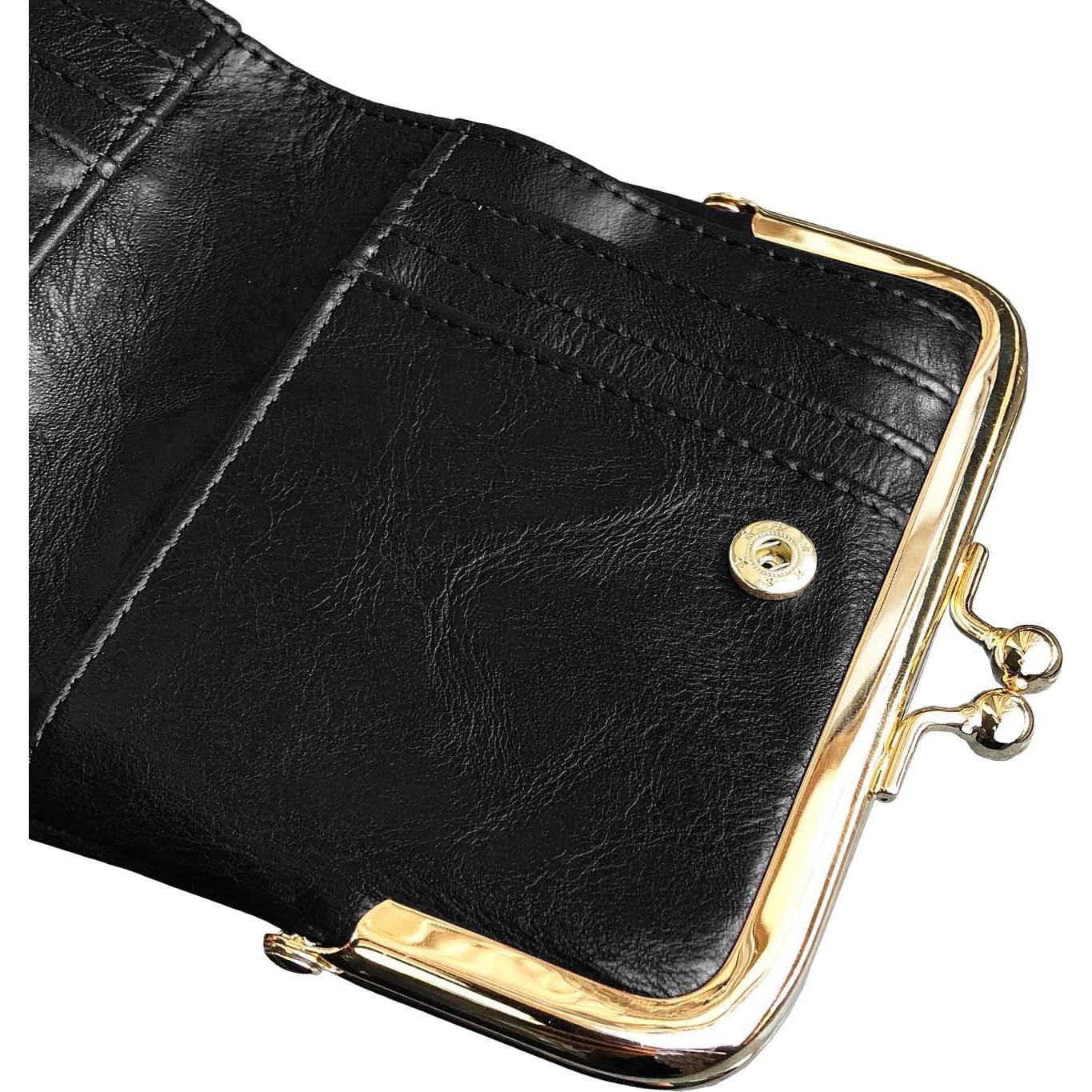Billetera Bifold Pequeña AOXONEL para Mujeres RFID Cuero Negro