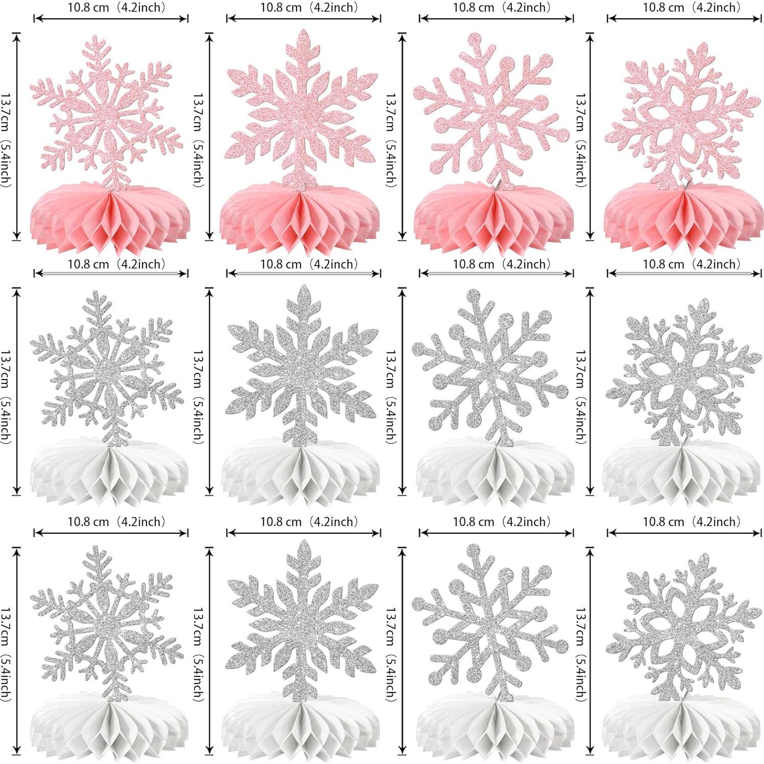 Centros de Mesa Copo de Nieve en Panal Rsstarxi - 12 Piezas