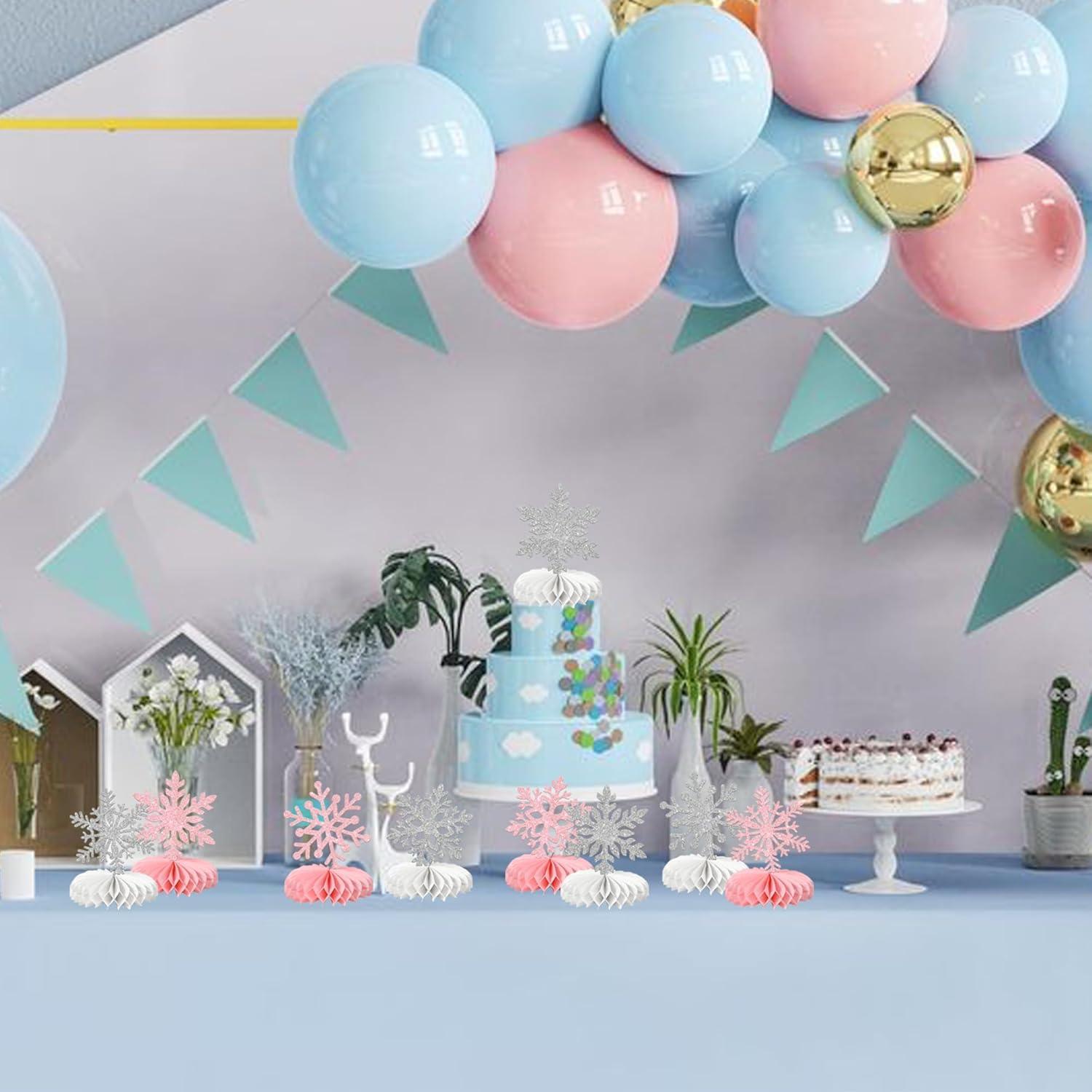 Centros de Mesa Copo de Nieve en Panal Rsstarxi - 12 Piezas